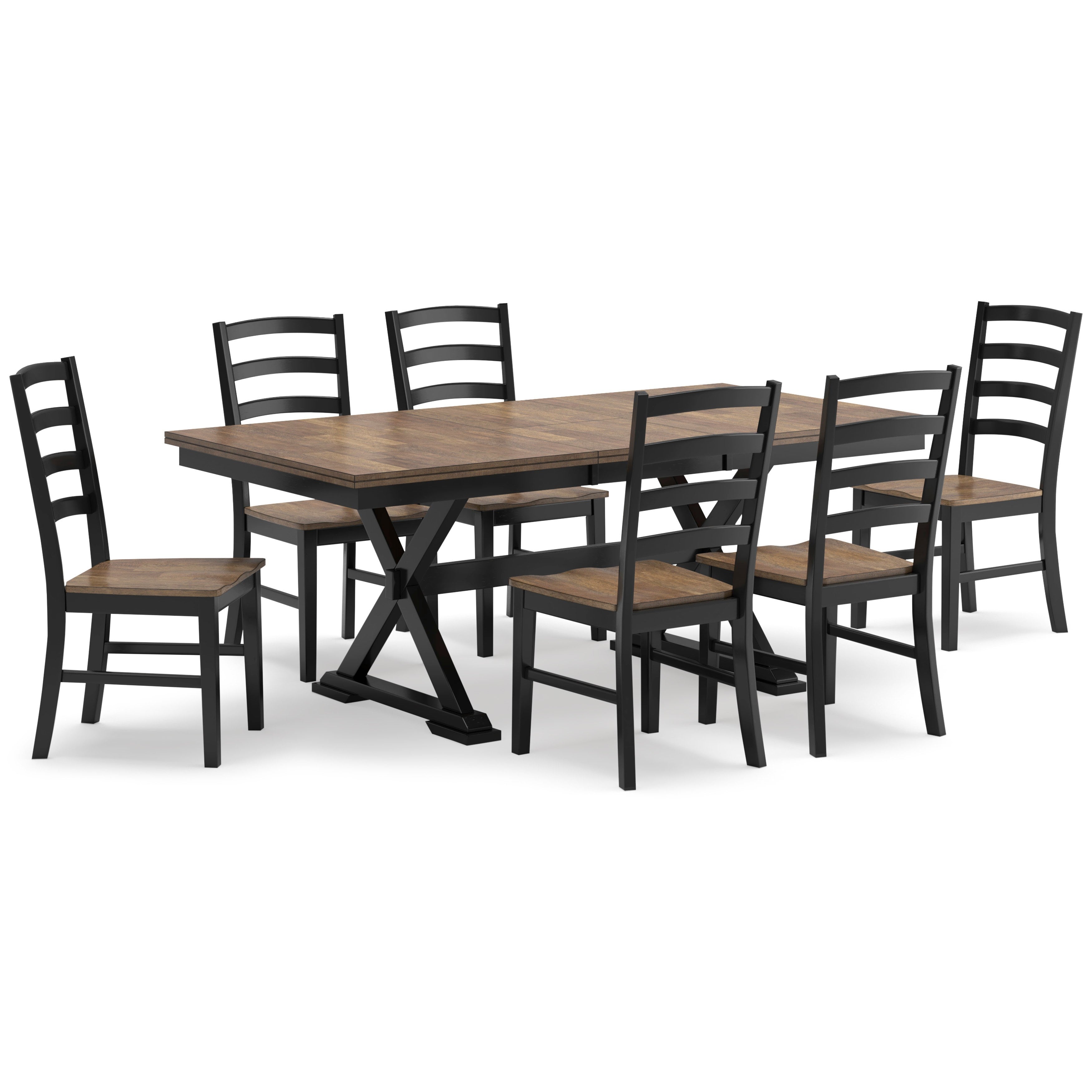 Ashley Brown and Black 7-Piece Extension Dining Set, view 2