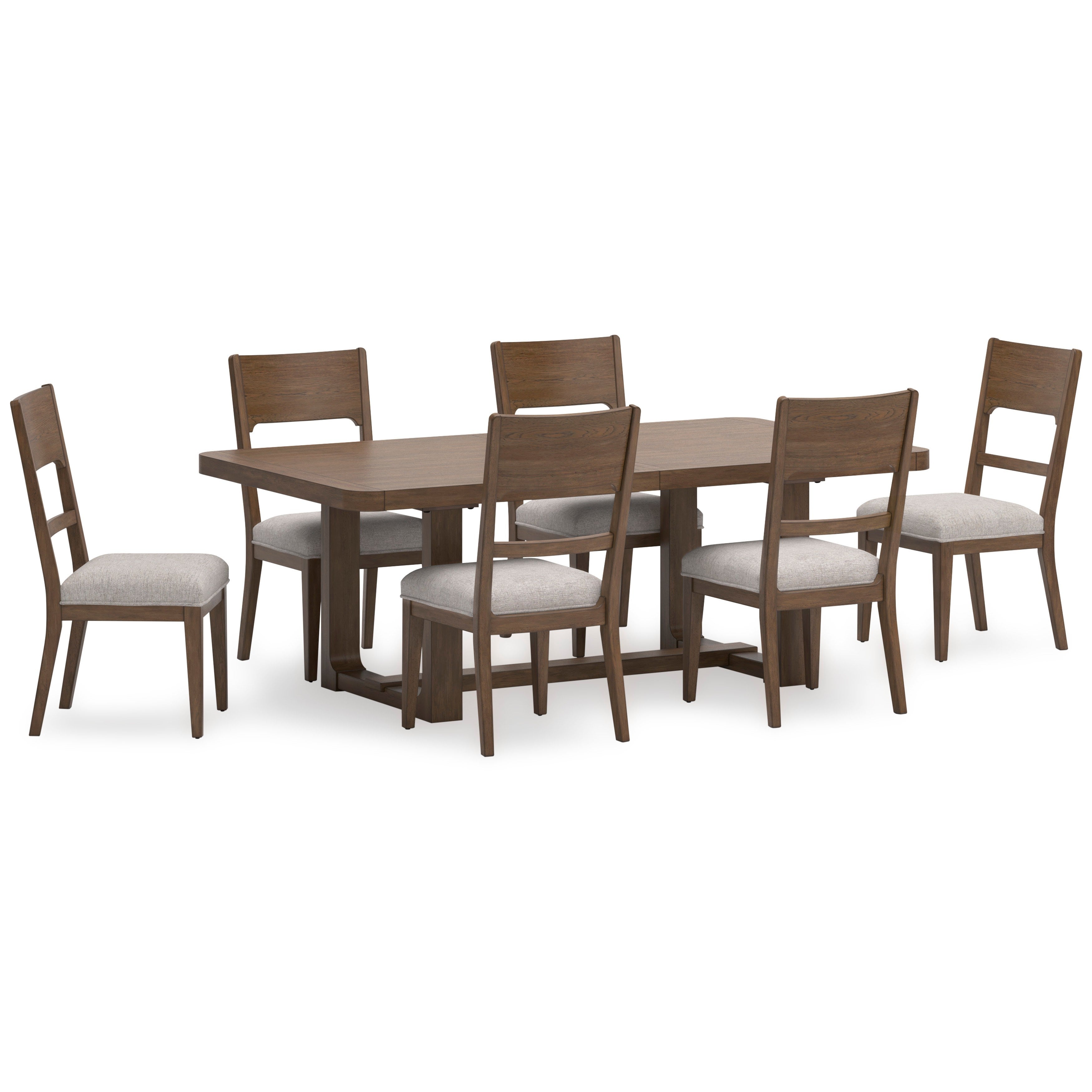 Ashley Light Brown 7-Piece Extension Dining Set, view 2