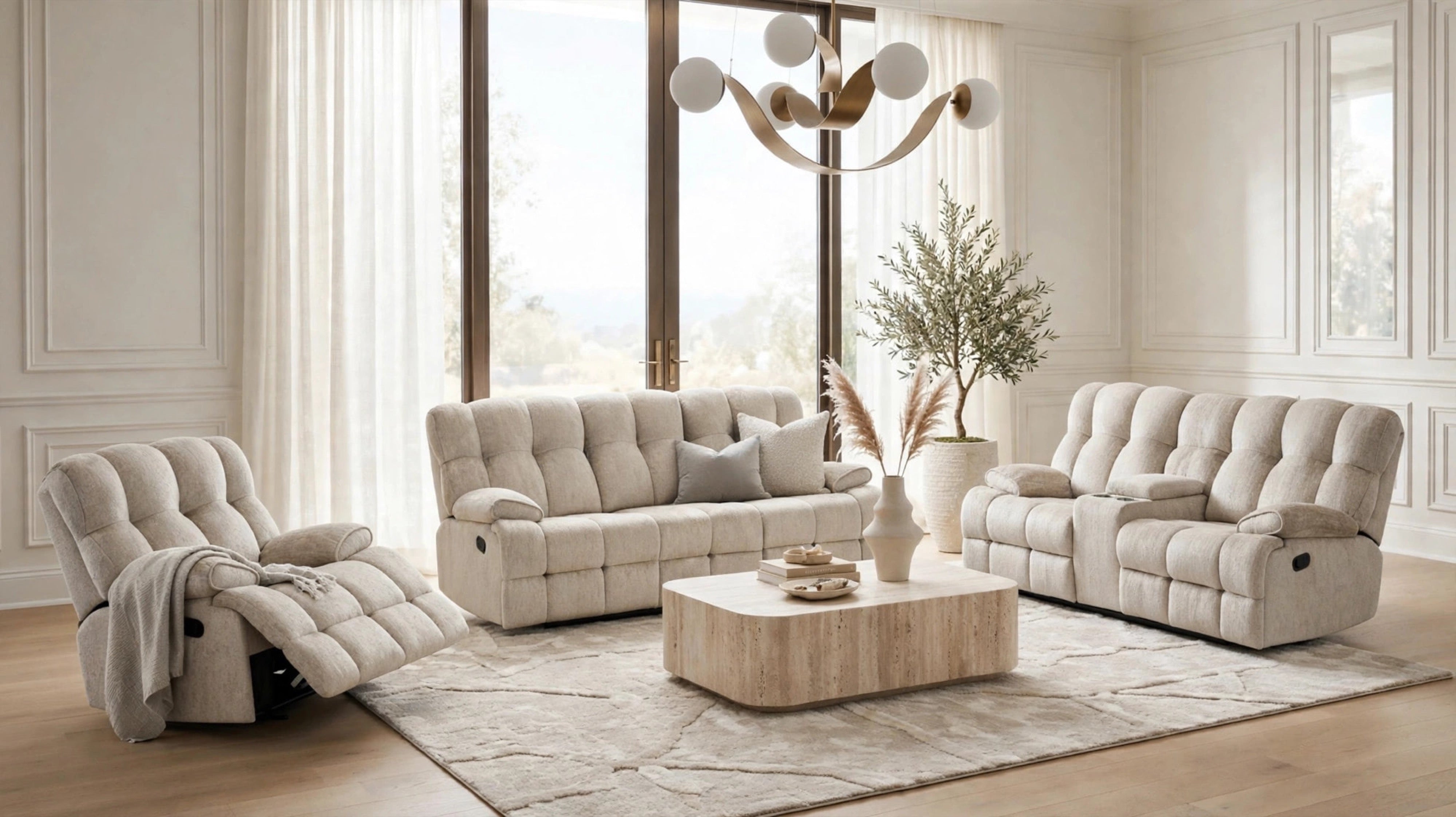 Martina Gray Fabric 3-Piece Reclining Set