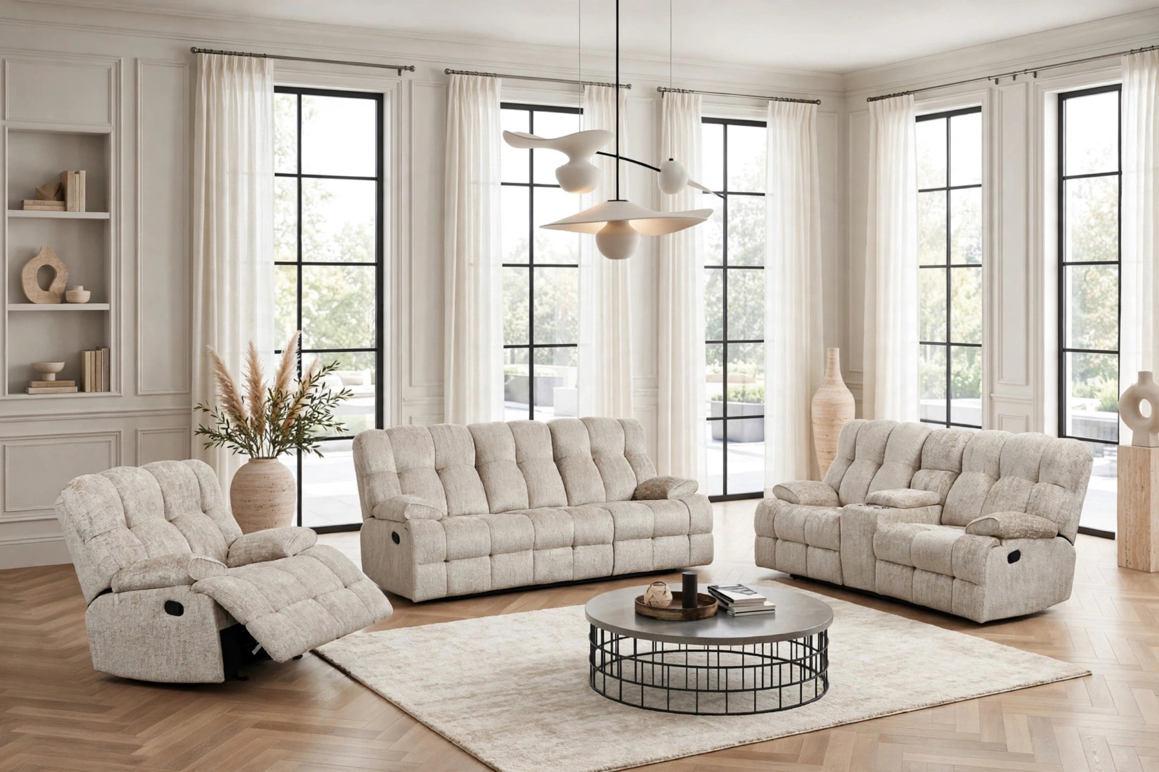 Martina Gray Fabric 3-Piece Reclining Set, view 2