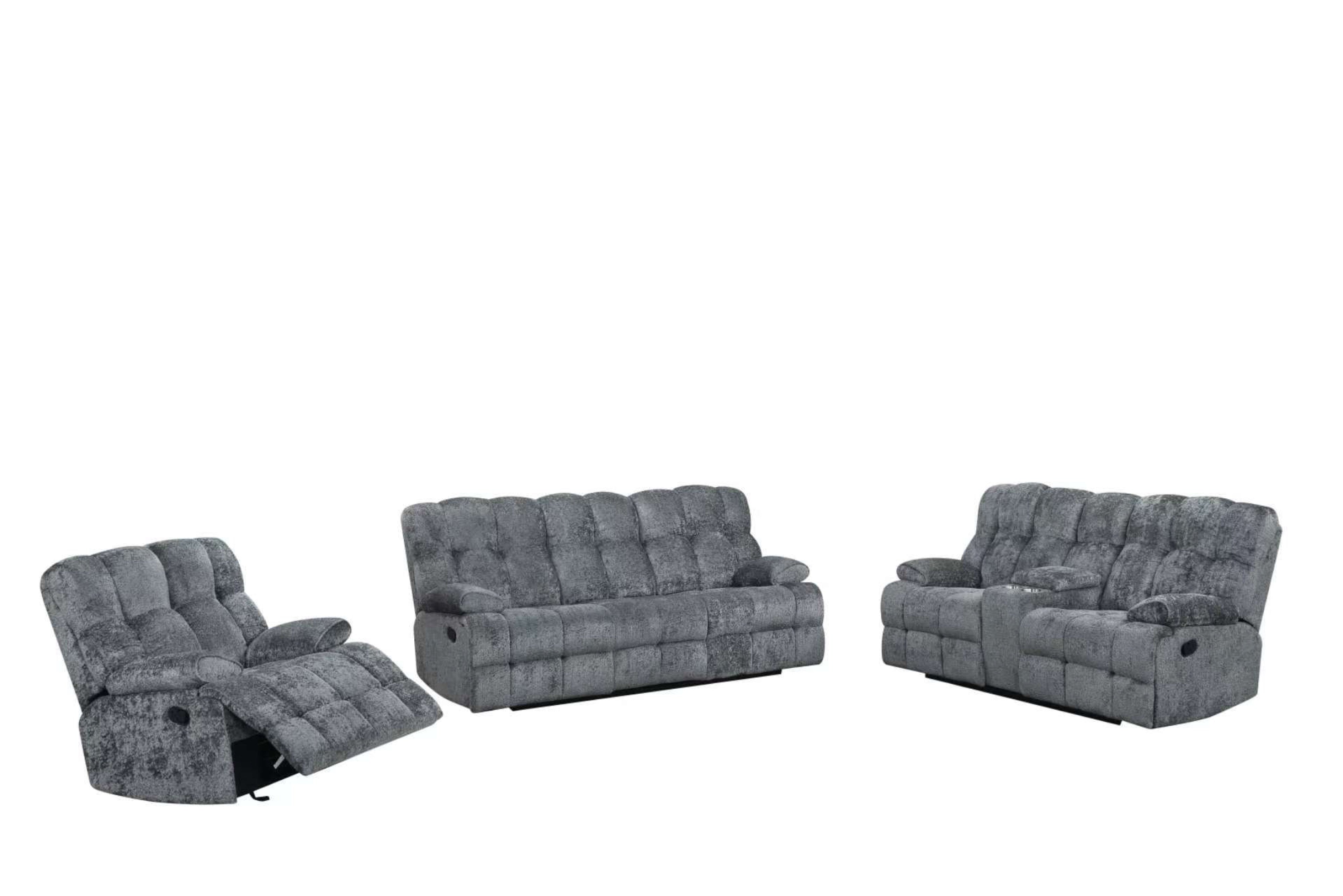 Martina Charcoal Fabric 3-Piece Reclining Set, view 3