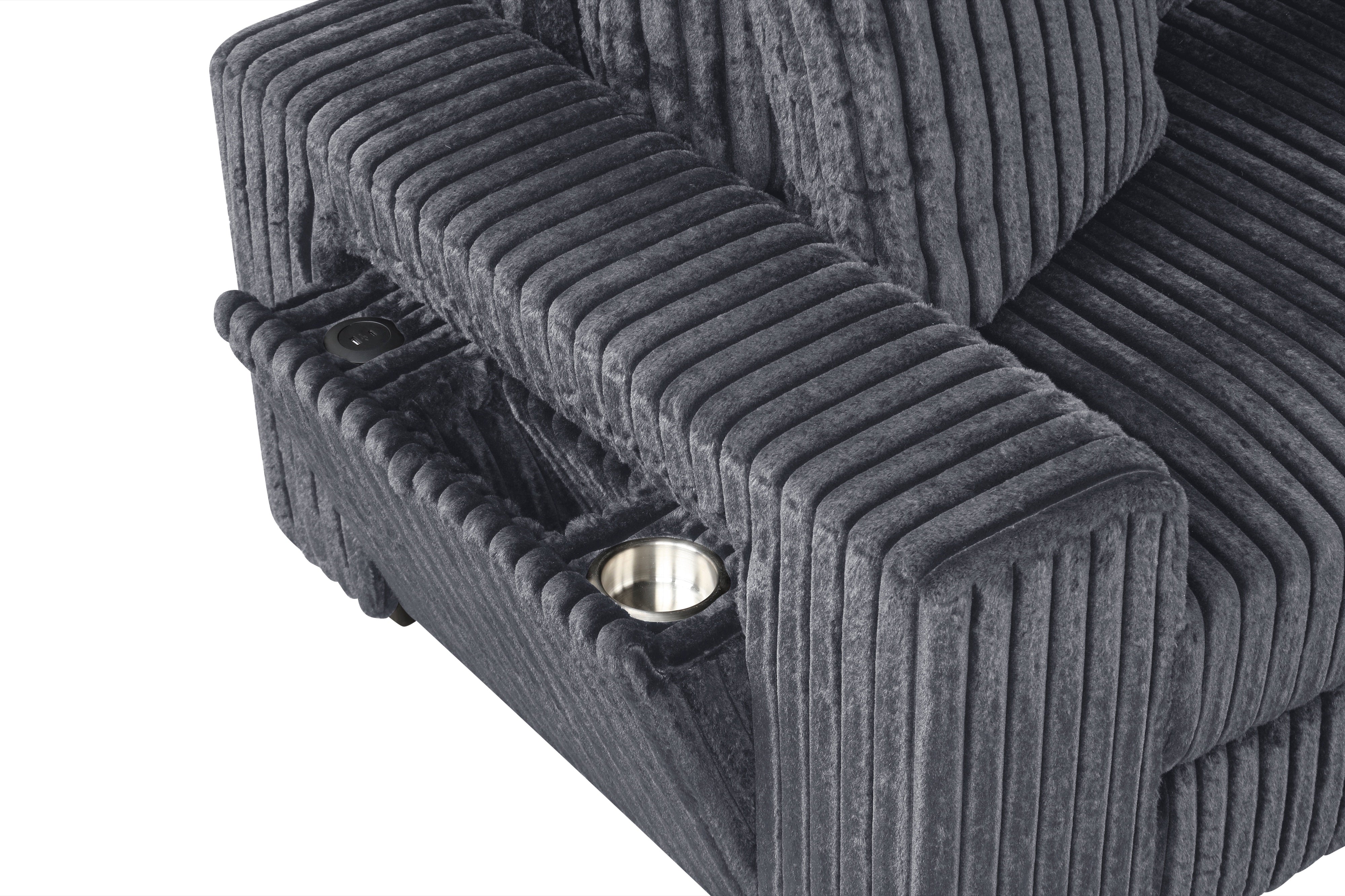 Bazooka Charcoal Corduroy 7-Piece Oversized Sectional