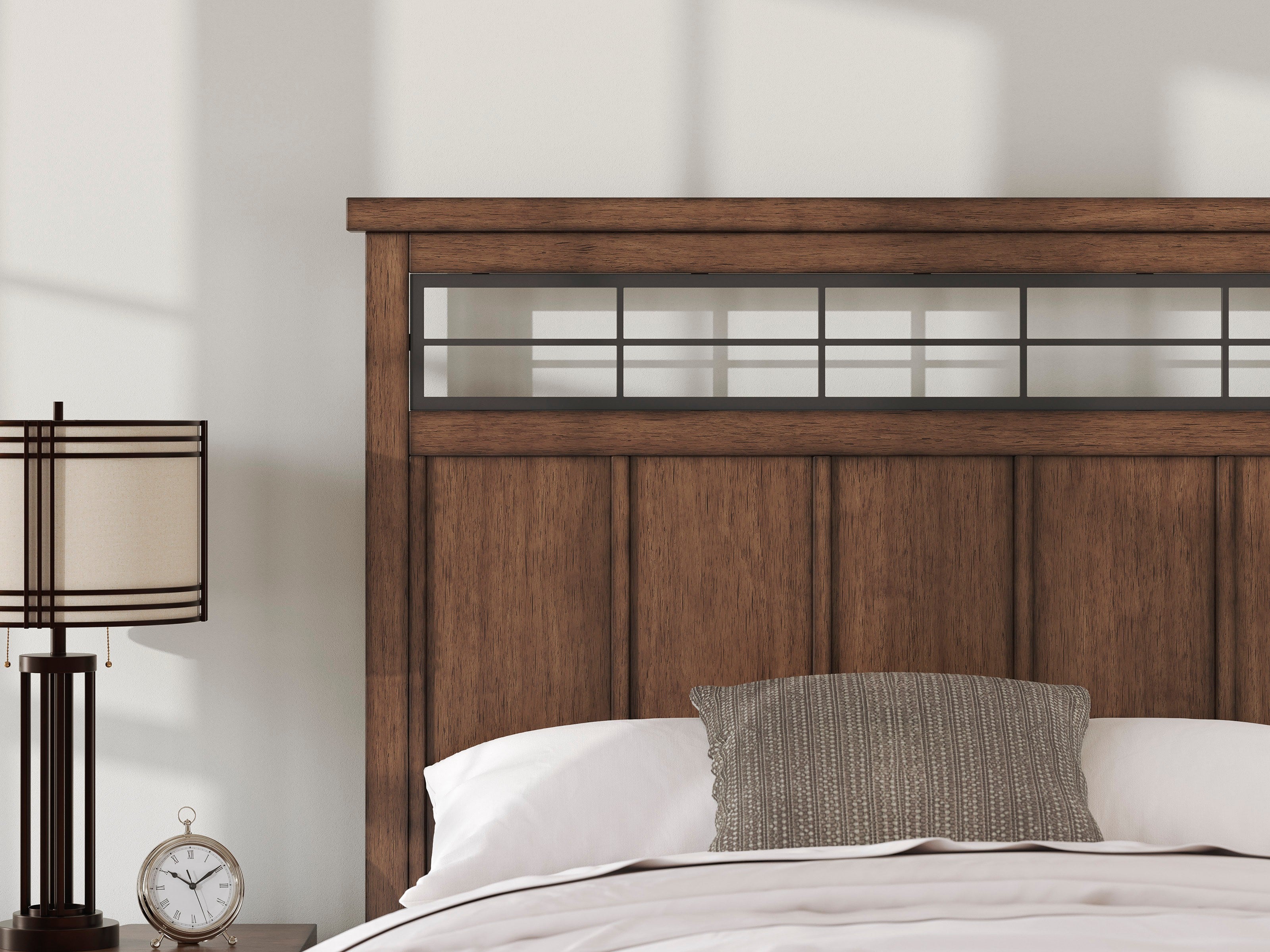 Ashley Medium Brown Panel 5-Piece Bedroom Set with Charging Nightstand, view 3