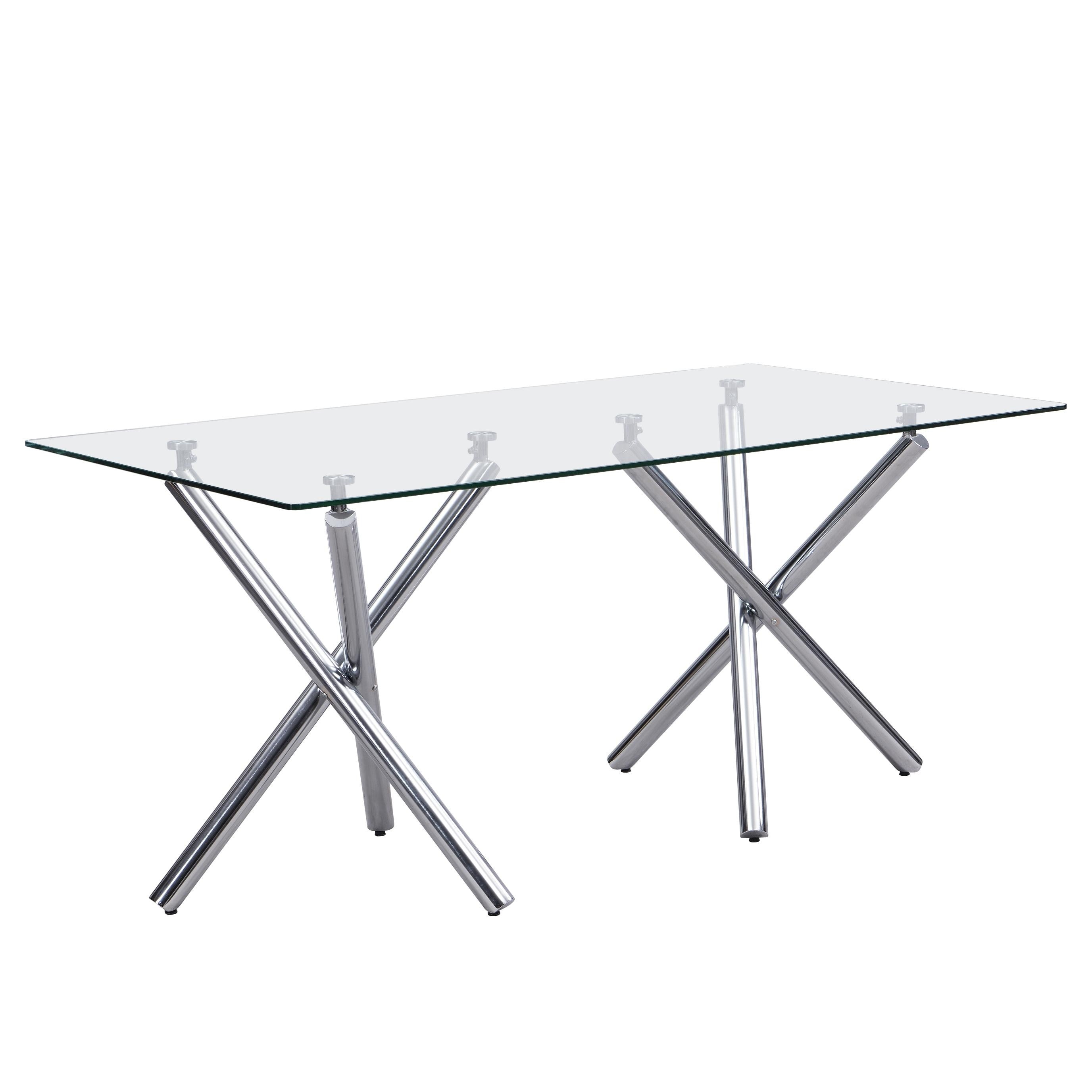 Gray Glass Top 7-Piece Dining Set with Cantilever Chairs, view 2