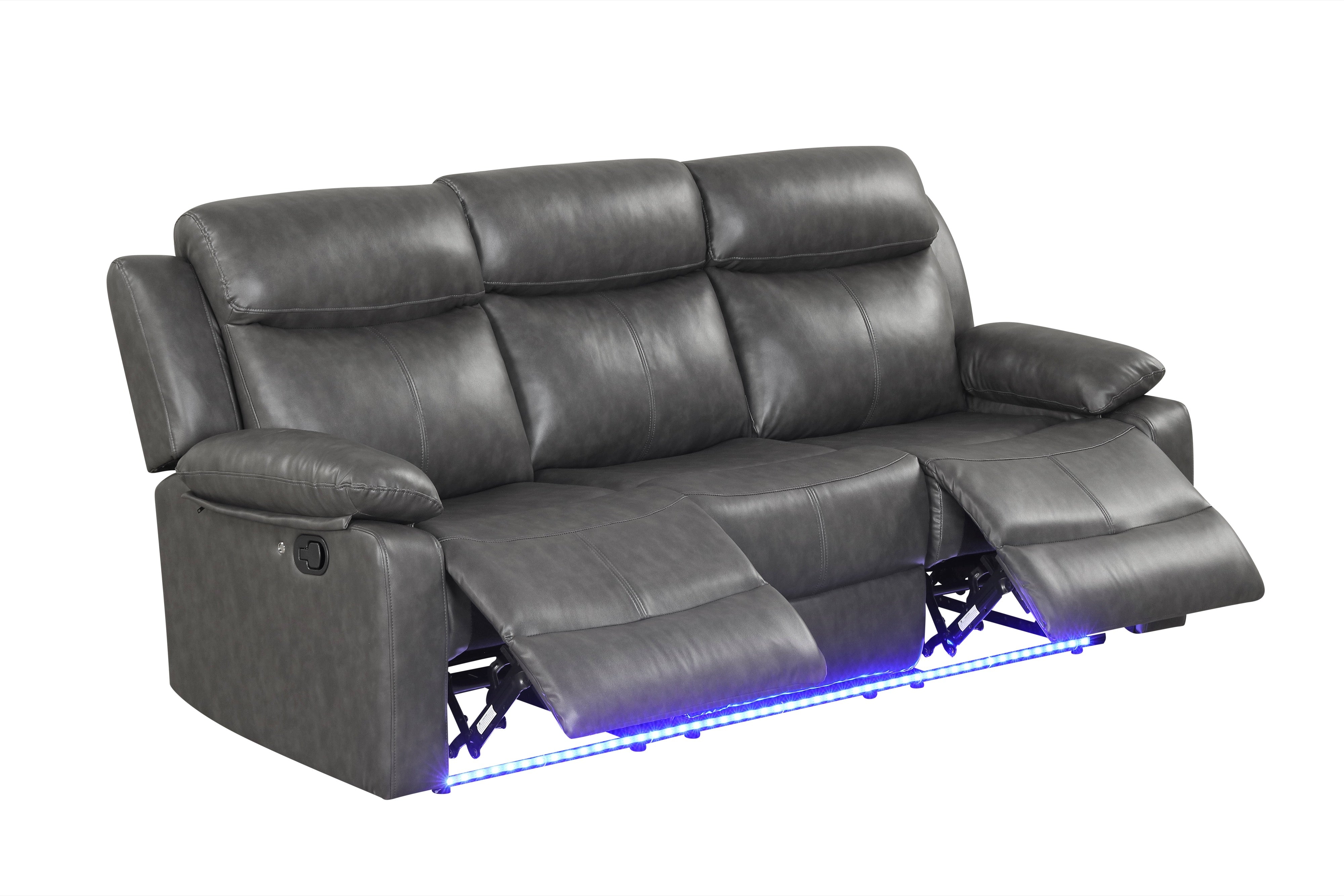 Aiden Gray Leather-Gel 3-Piece Reclining Set, view 2