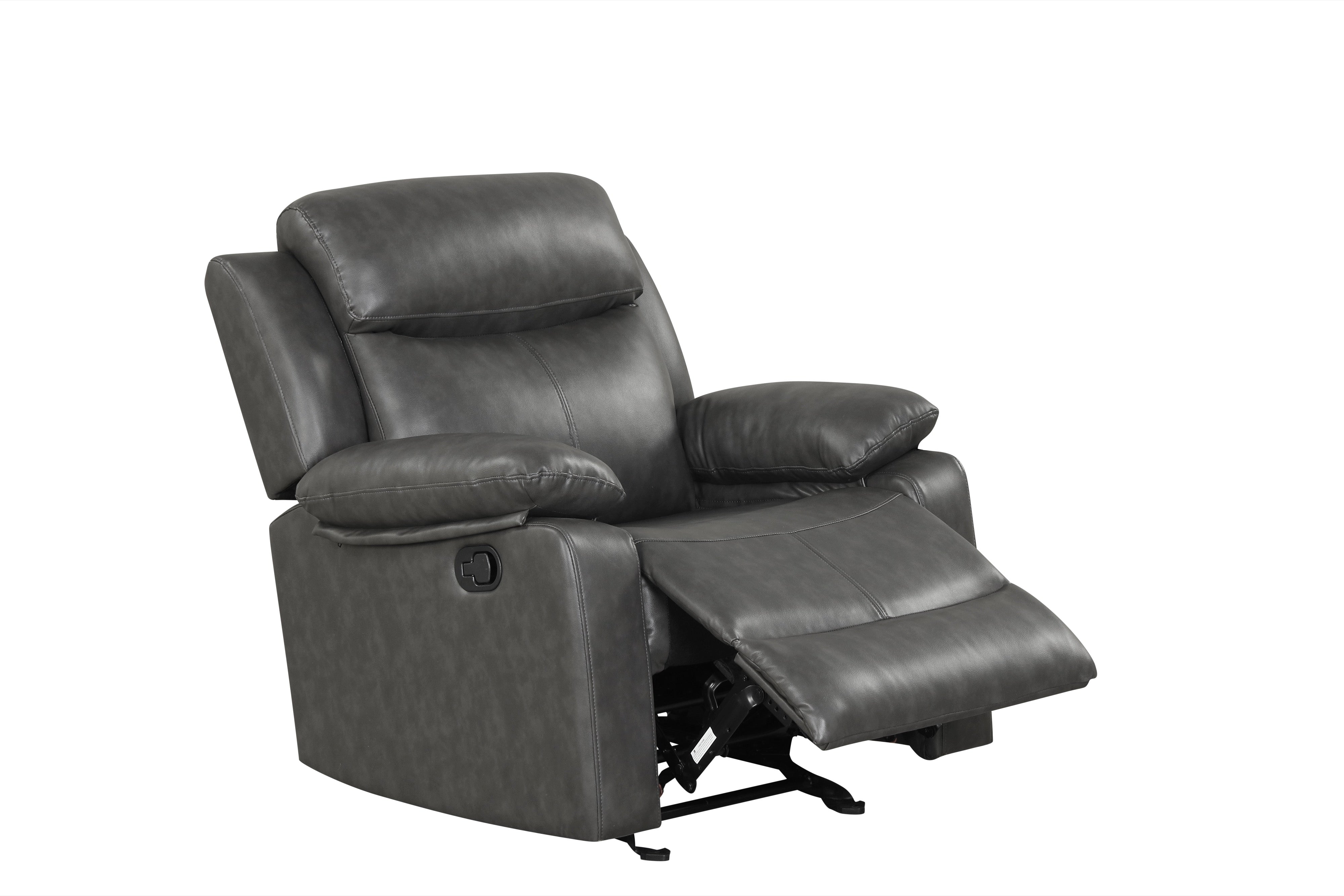 Aiden Gray Leather-Gel 3-Piece Reclining Set, view 4