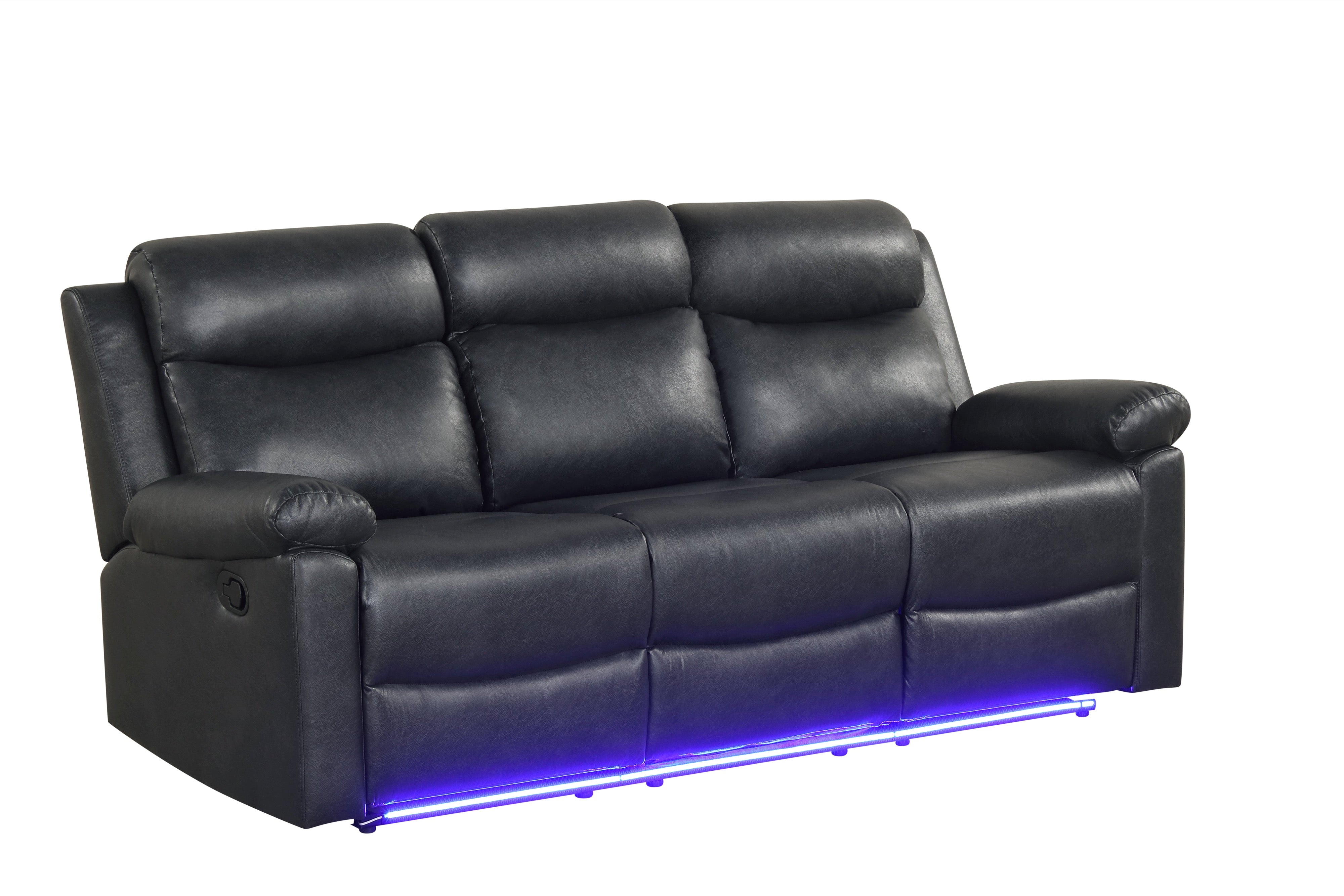 Isabel Black Leather-Gel Reclining Set, view 2