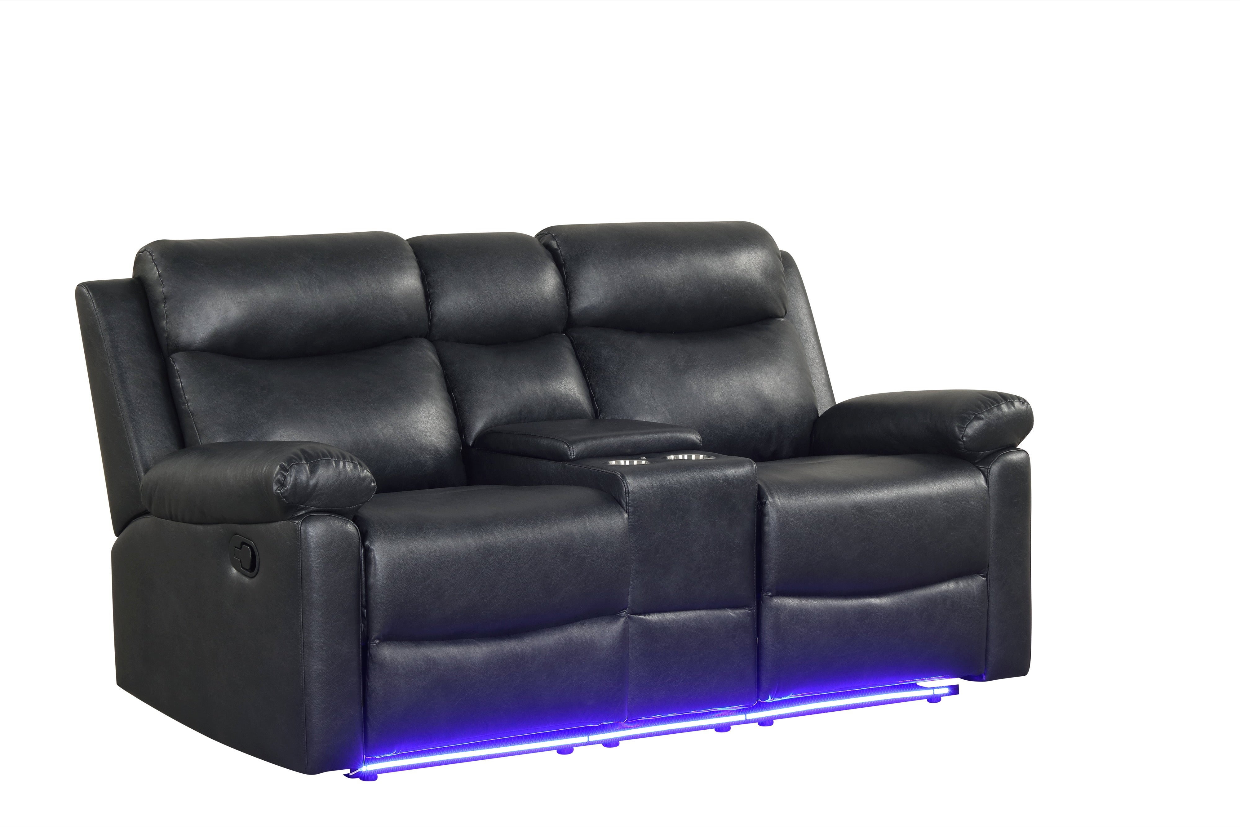 Isabel Black Leather-Gel Reclining Set, view 3