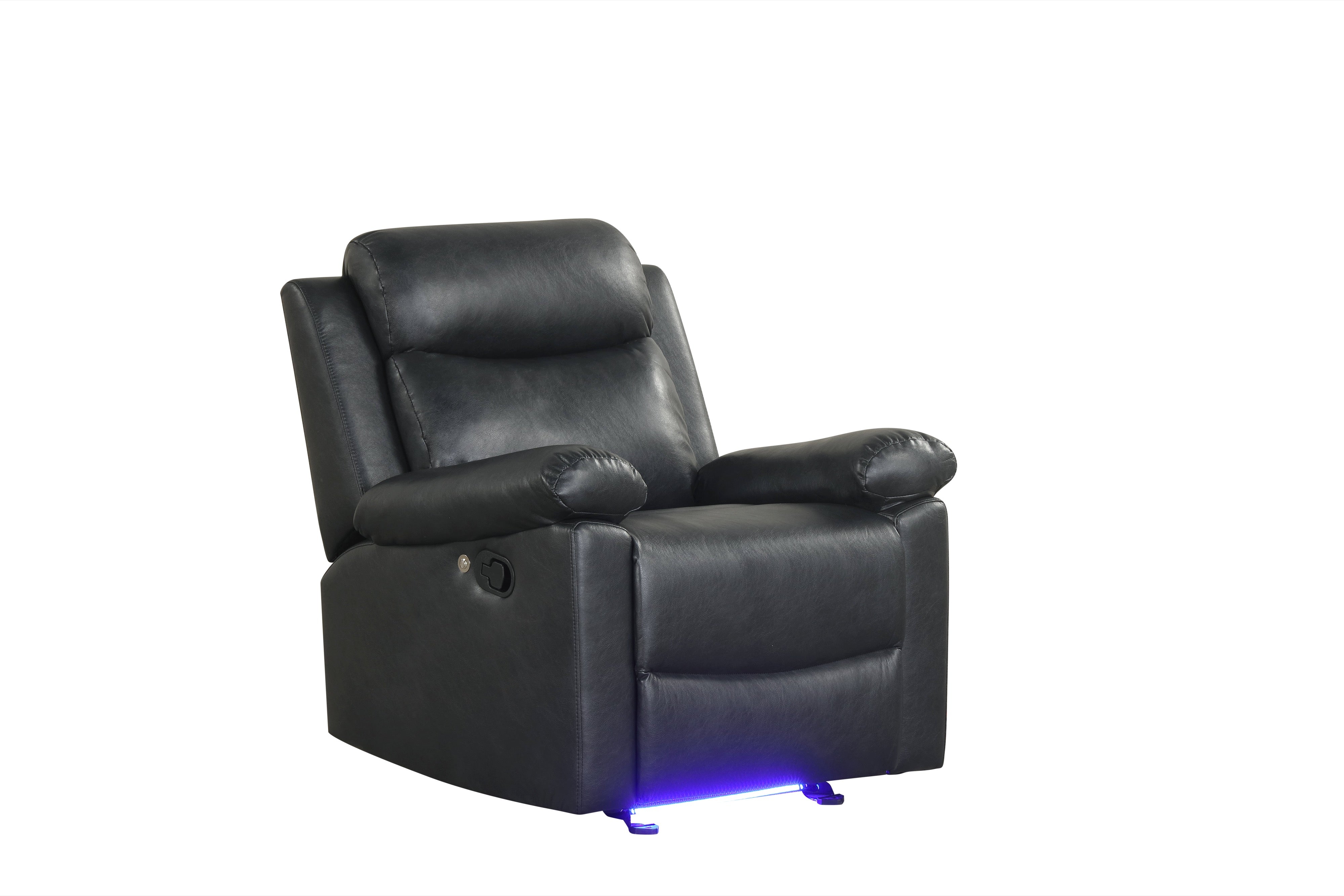 Isabel Black Leather-Gel Reclining Set, view 4