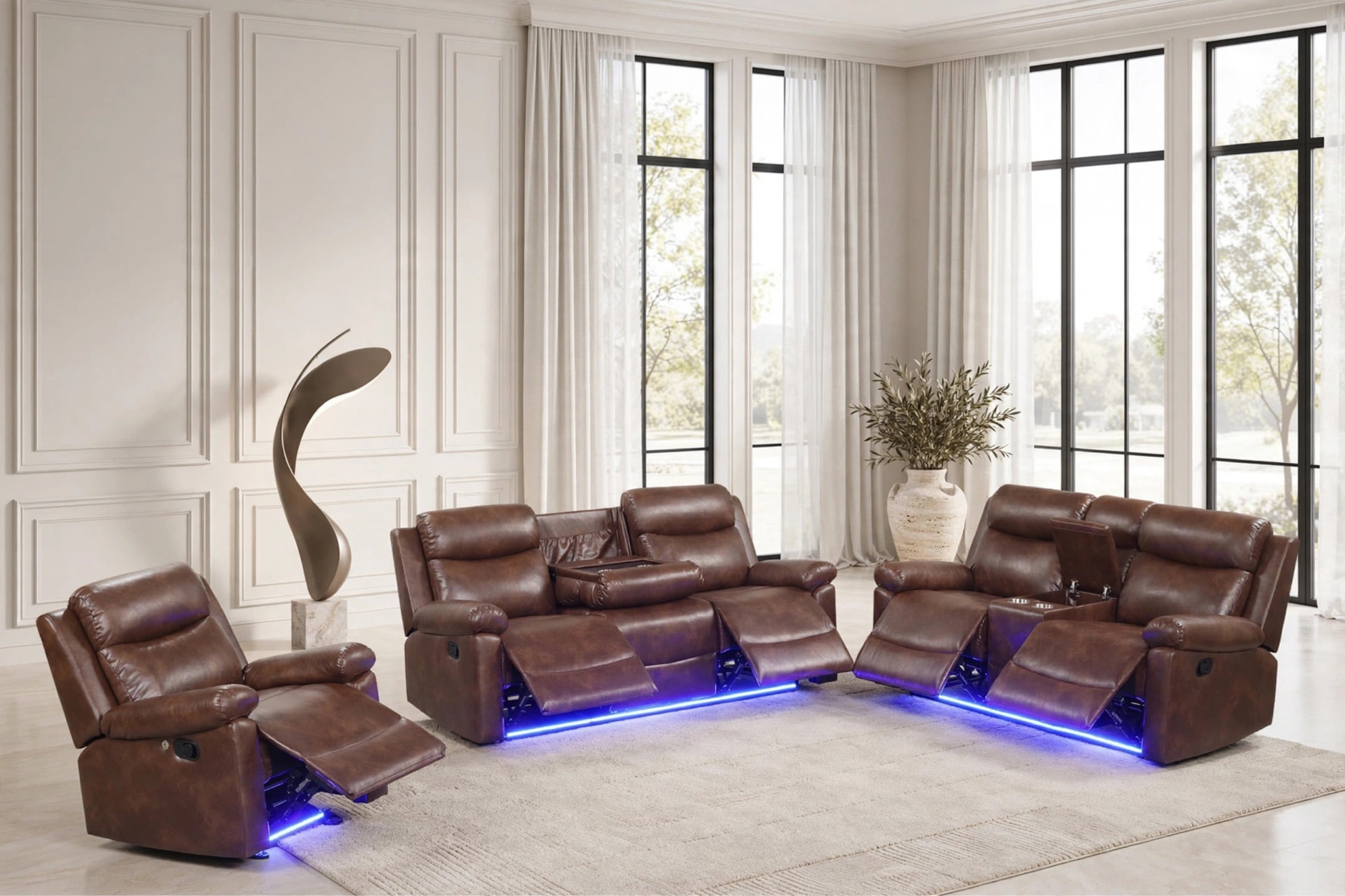 Isabel Espresso Leather-Gel Reclining Sofa & Loveseat Set