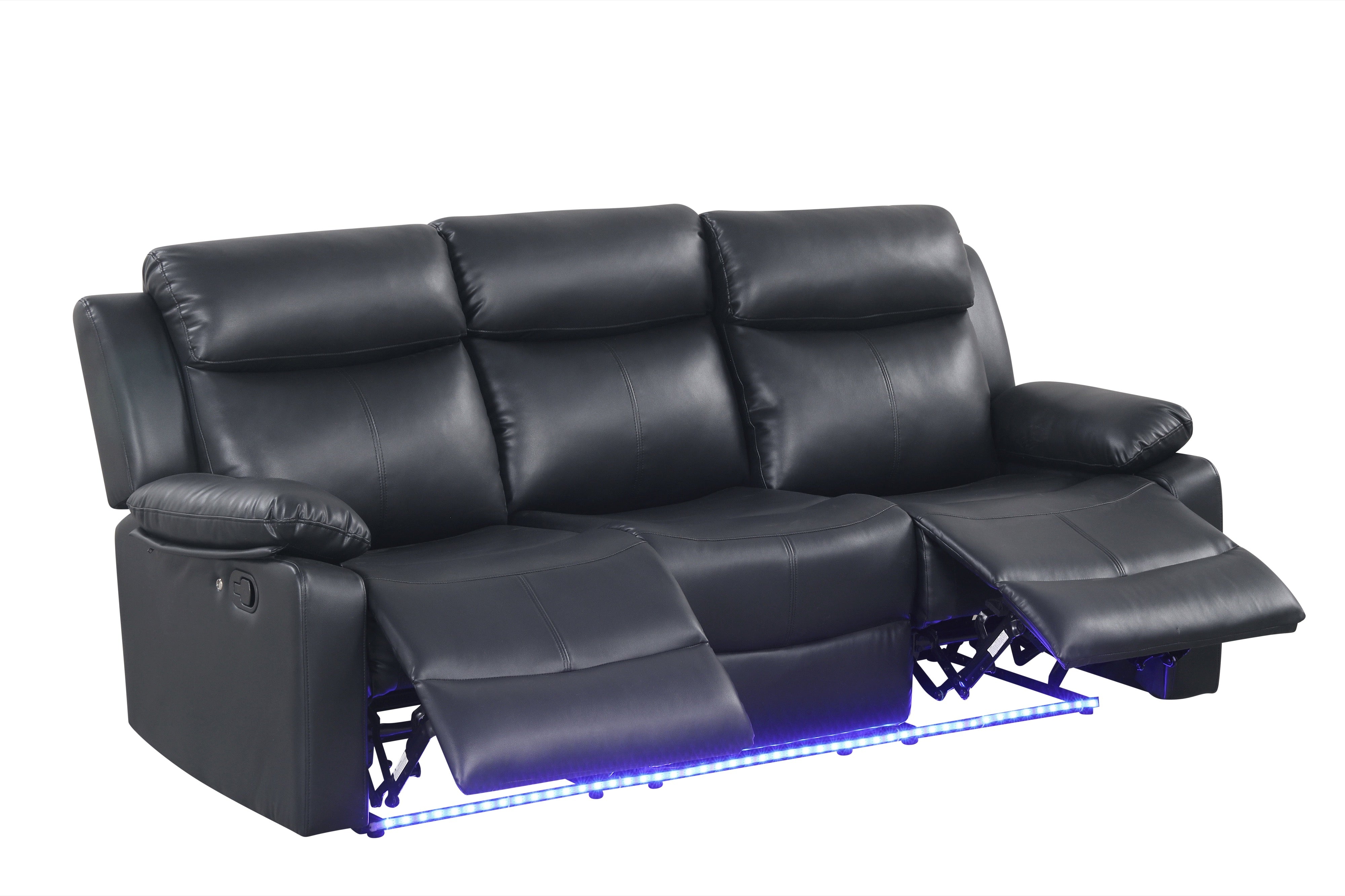 Aiden Black Leather-Gel 3-Piece Reclining Set, view 2