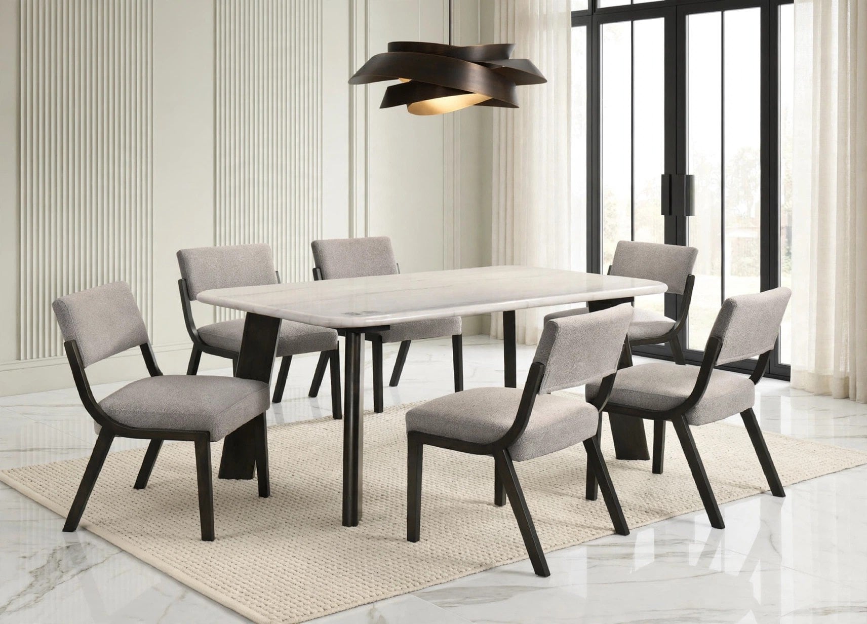Parker Black Genuine Marble 7-Piece Dining Set, view 2