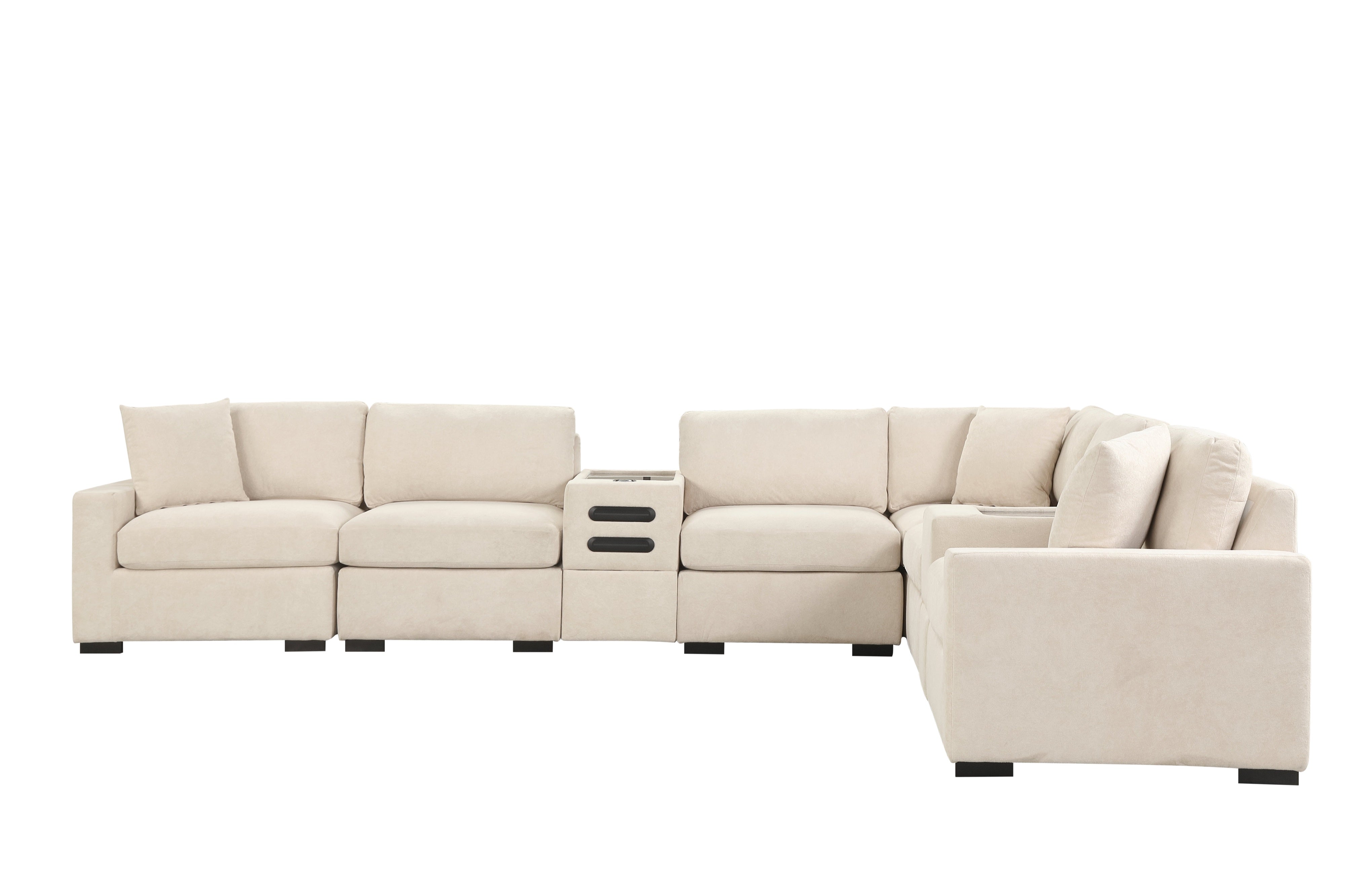 Barista Beige 8-Piece Modular Sectional with Bluetooth Speaker