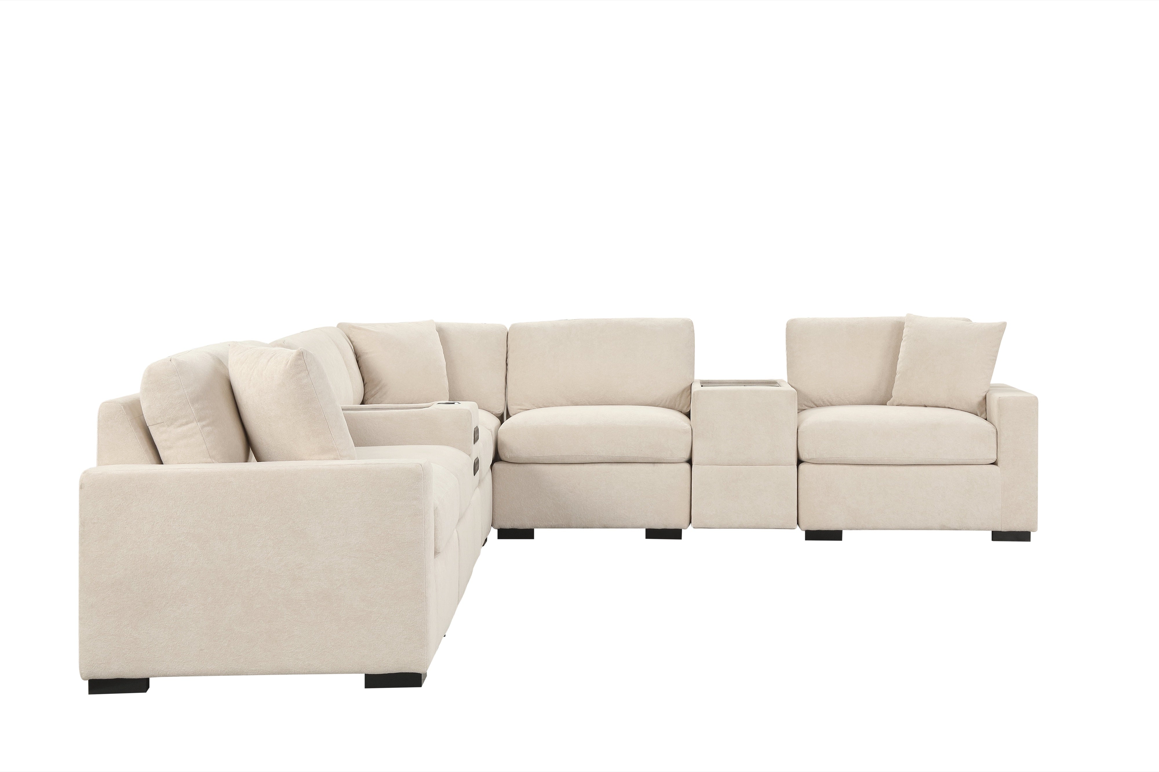 Barista Beige 8-Piece Modular Sectional with Bluetooth Speaker, view 2