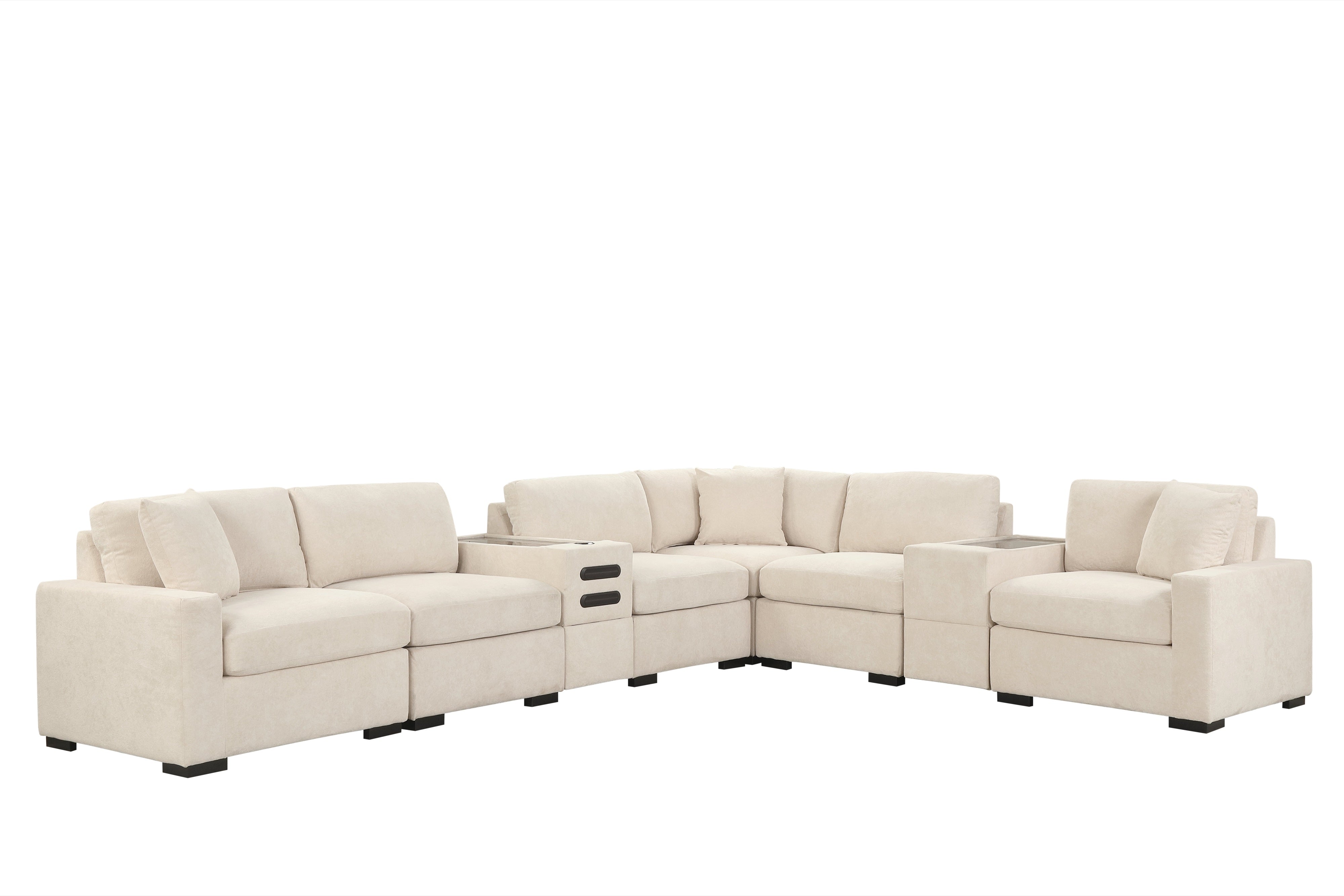 Barista Beige 8-Piece Modular Sectional with Bluetooth Speaker, view 3
