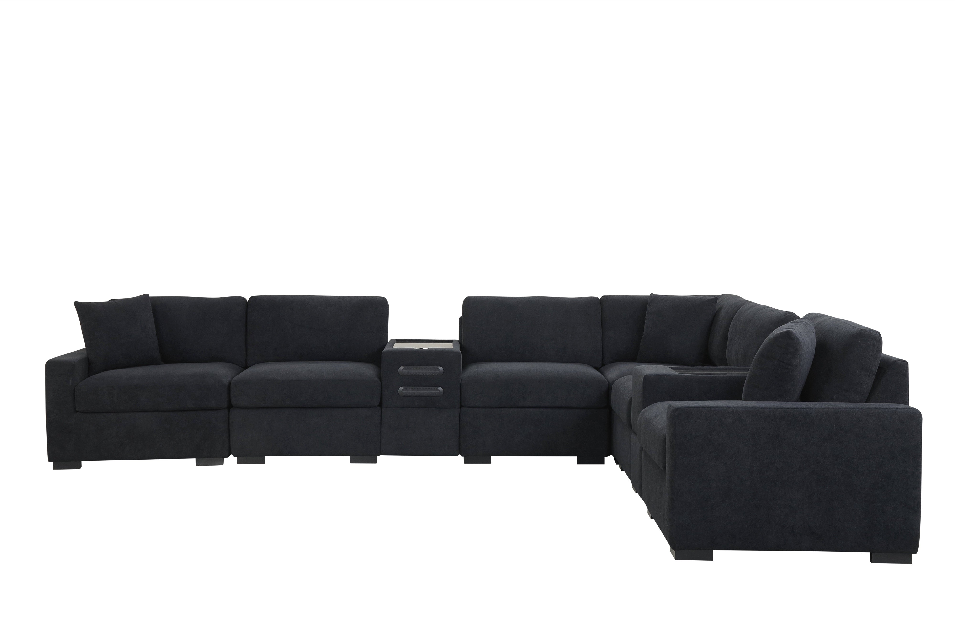 Barista Black 8-Piece Modular Sectional with Bluetooth Speaker