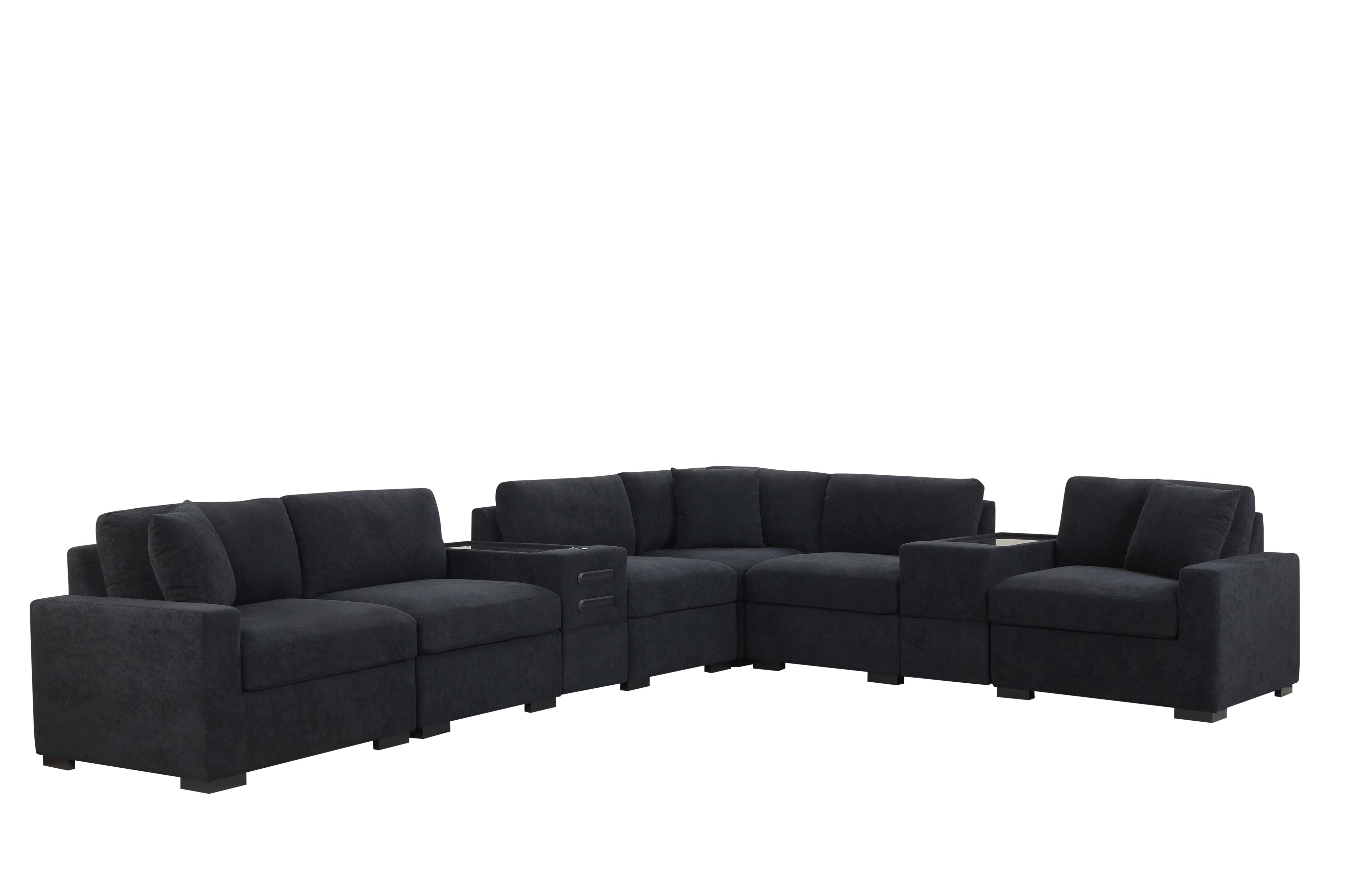 Barista Black 8-Piece Modular Sectional with Bluetooth Speaker, view 2