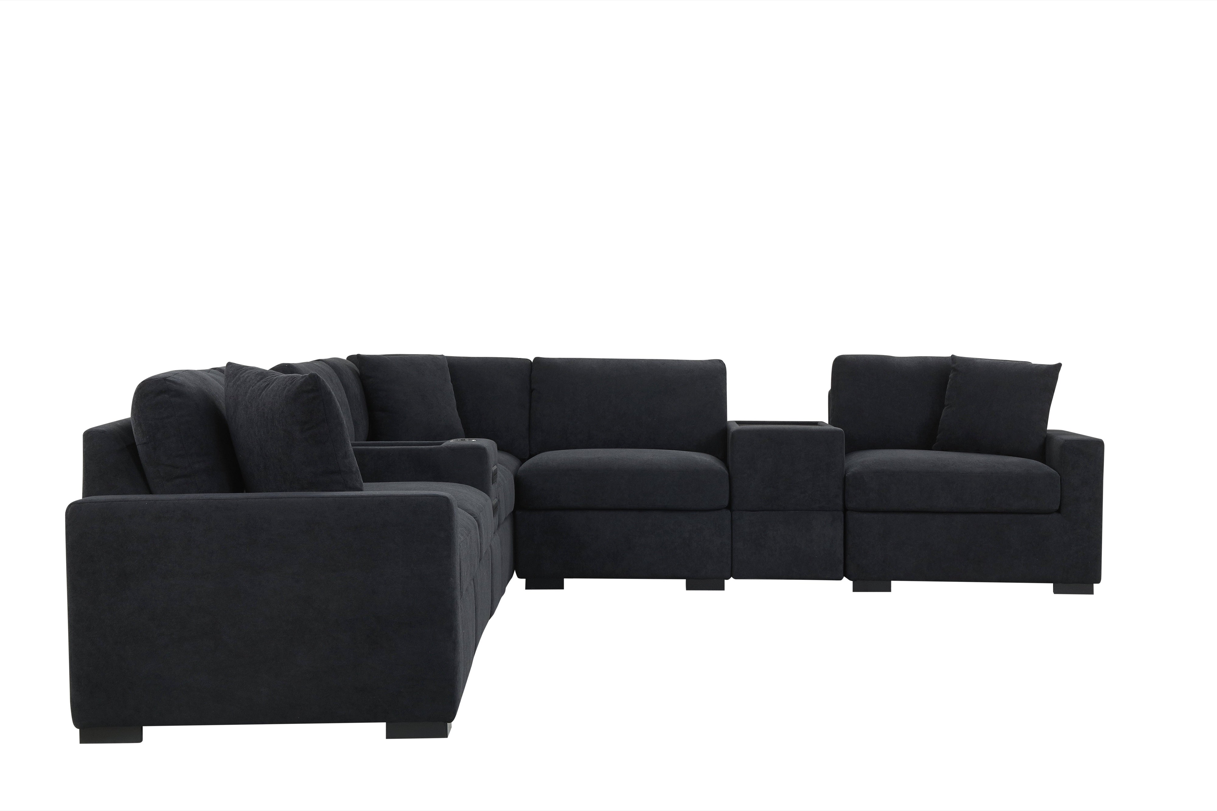 Barista Black 8-Piece Modular Sectional with Bluetooth Speaker, view 3
