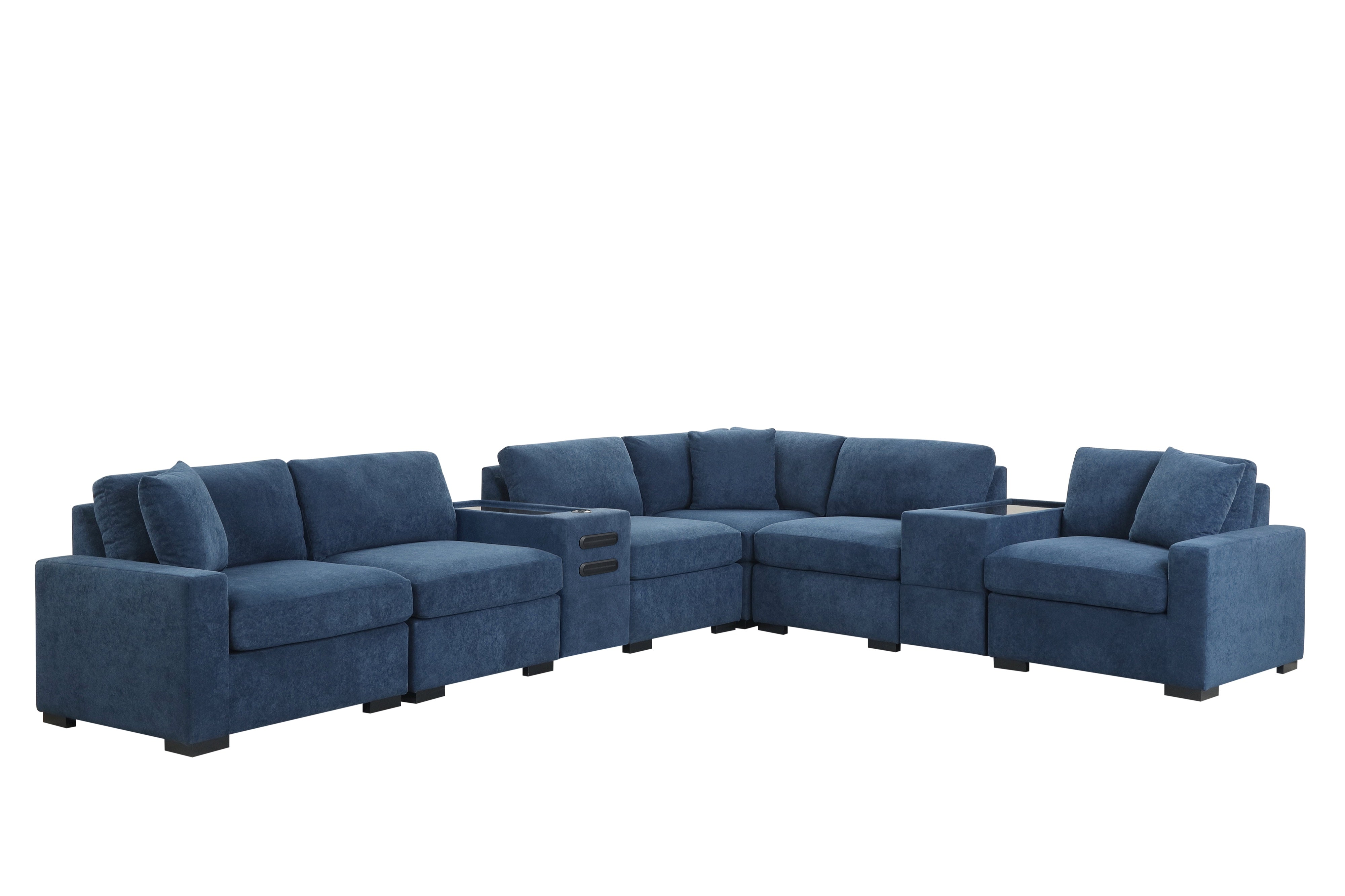 Barista Blue 8-Piece Modular Sectional with Bluetooth Speaker