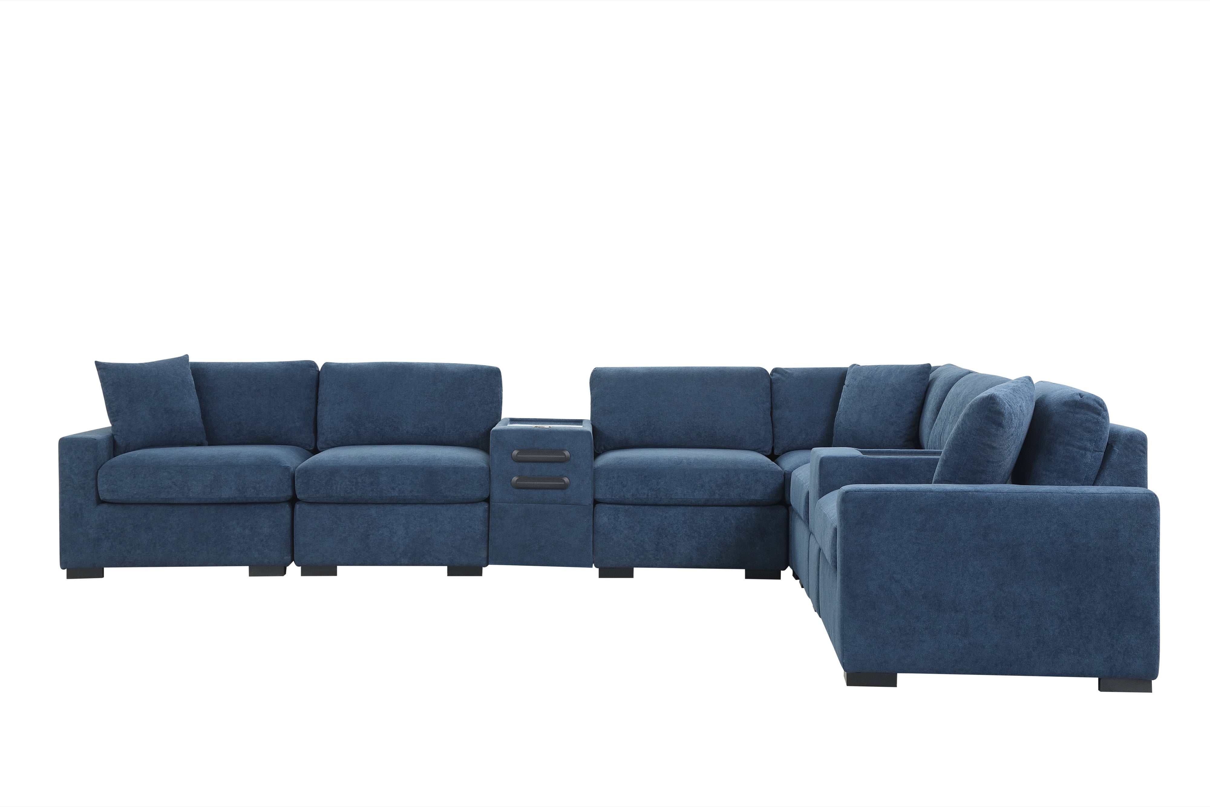 Barista Blue 8-Piece Modular Sectional with Bluetooth Speaker, view 3