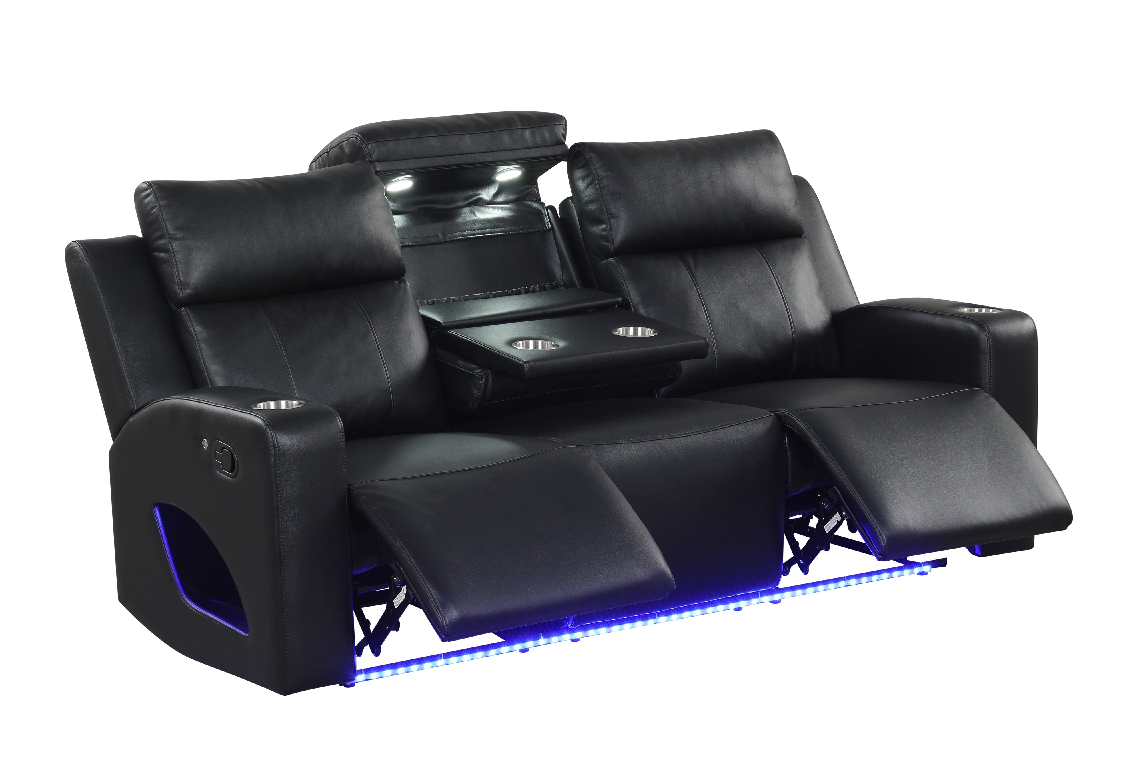 Pinnacle Black Leather-Gel 3-Piece Reclining Set