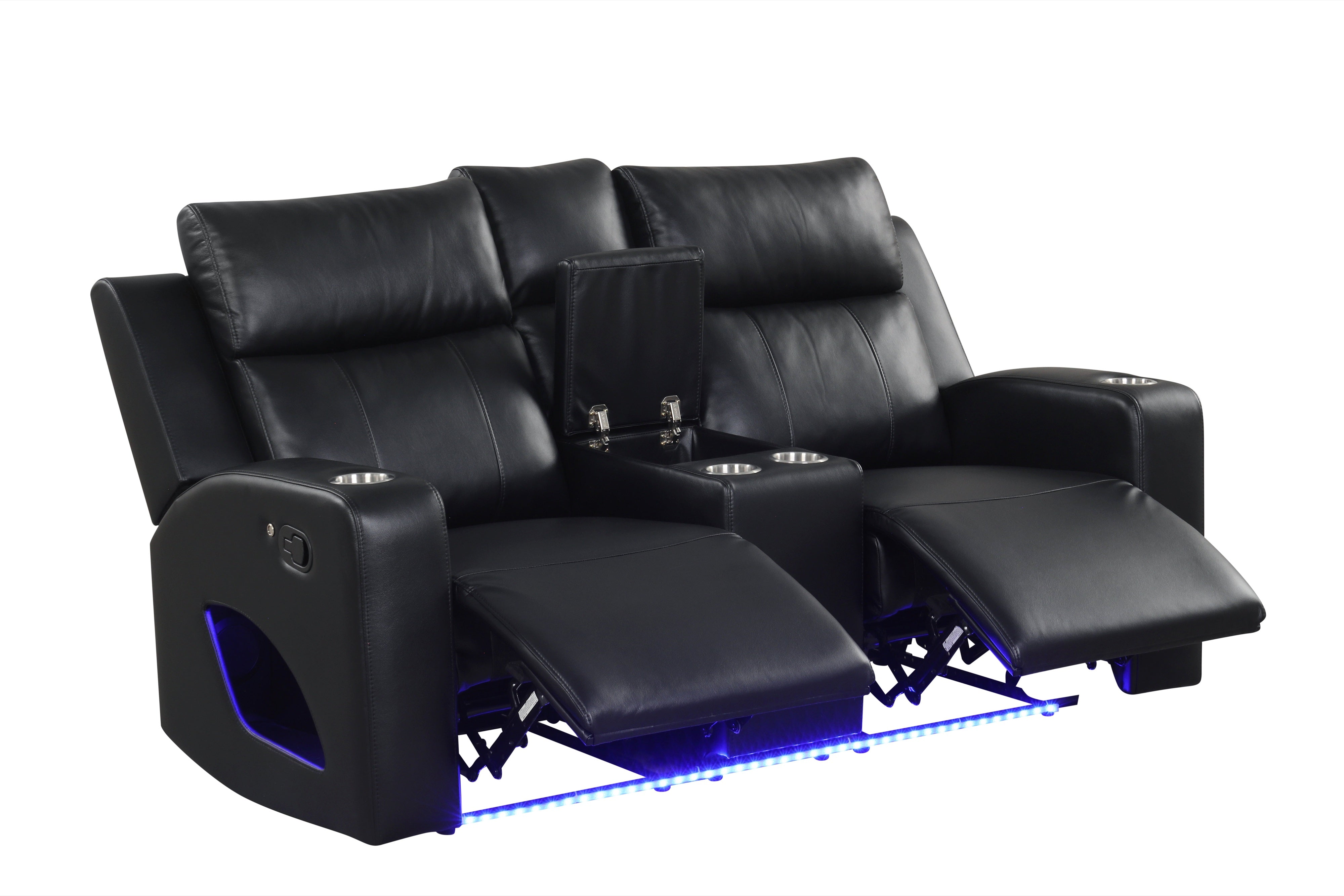 Pinnacle Black Leather-Gel 3-Piece Reclining Set, view 4