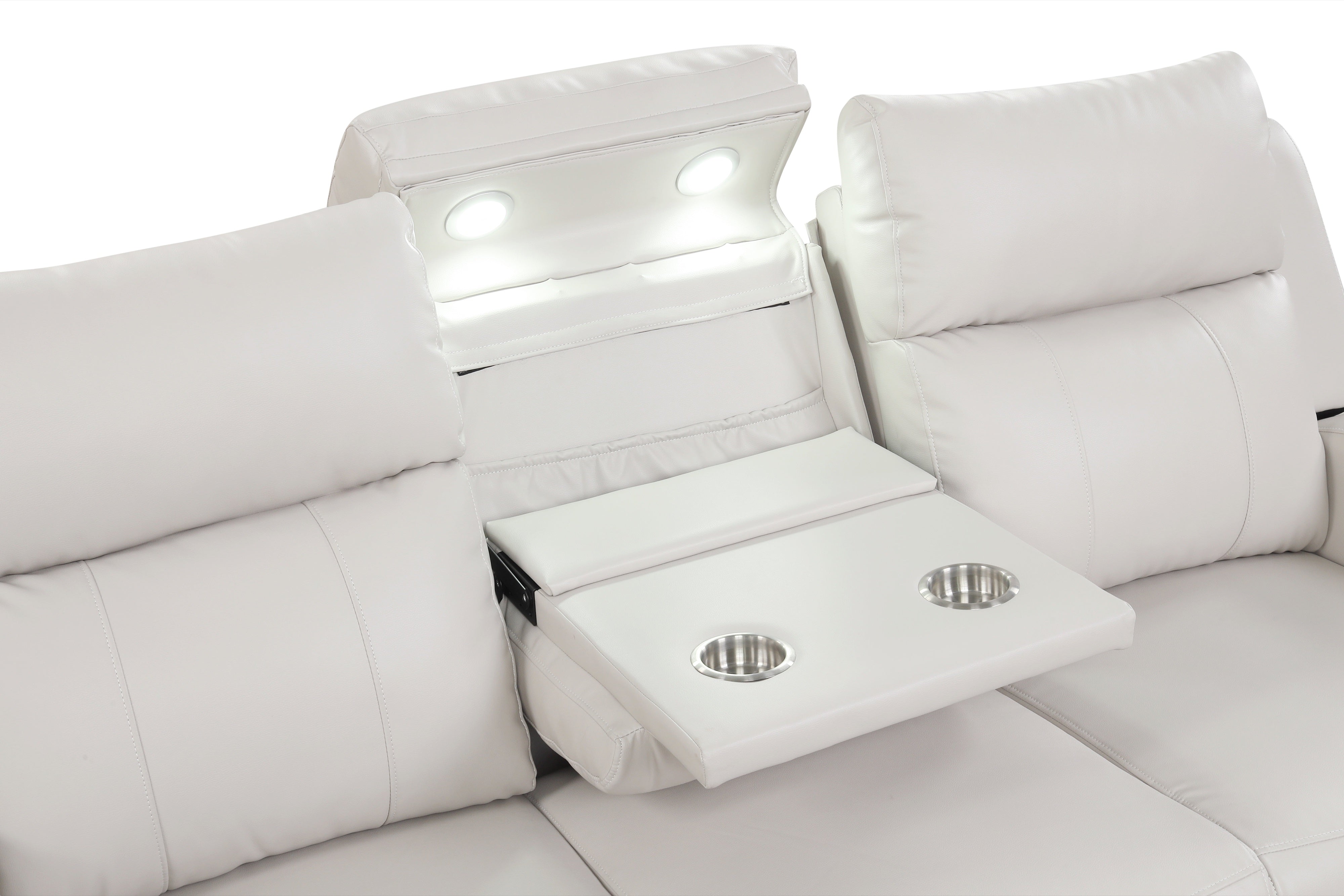 Pinnacle Sand Leather-Gel 3-Piece Reclining Set, view 2