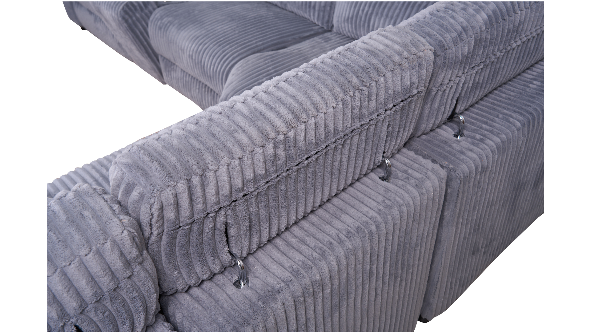Yash Gray Corduroy Power Reclining Sectional with Storage Console, view 9