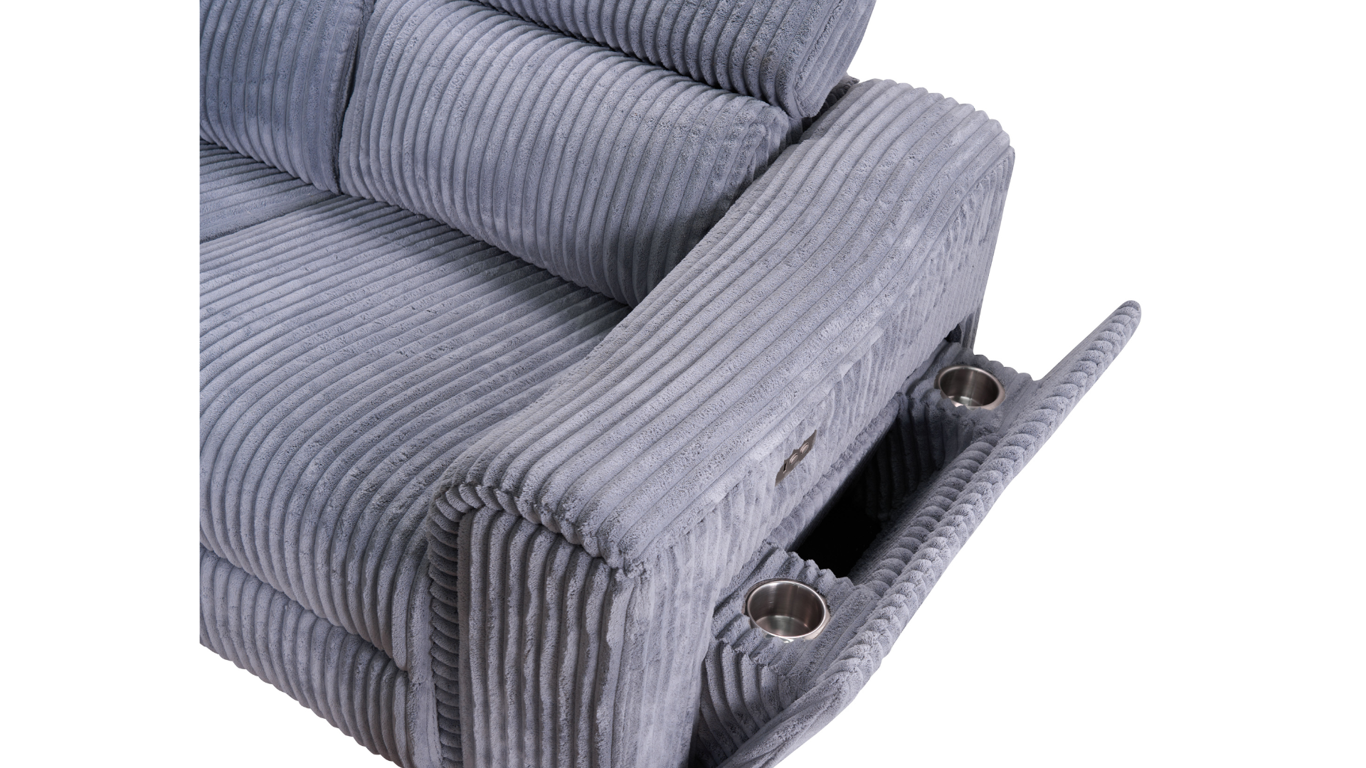 Yash Gray Corduroy Power Reclining Sectional with Storage Console, view 7