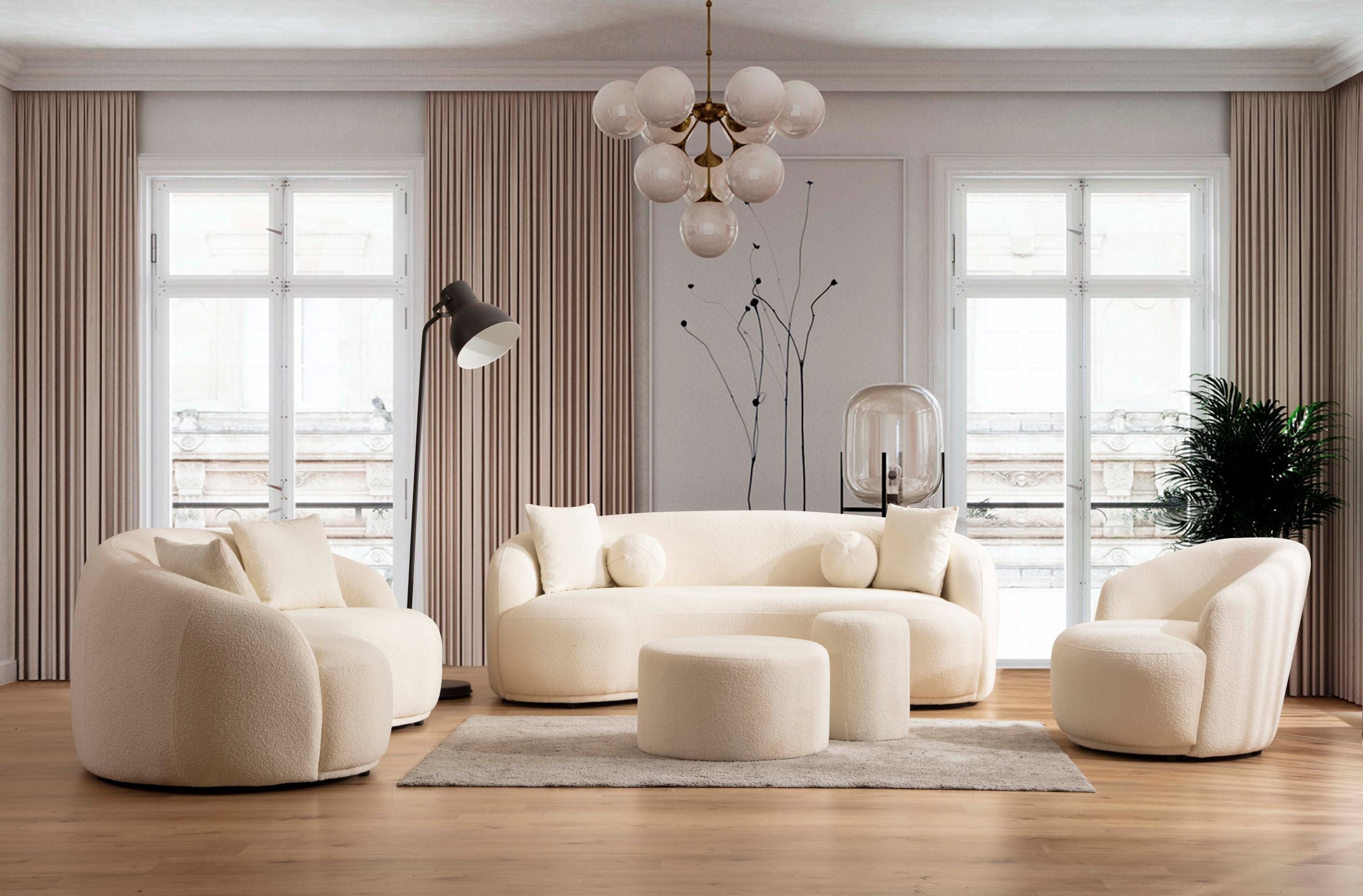 Bonita Ivory Boucle Loveseat, view 3