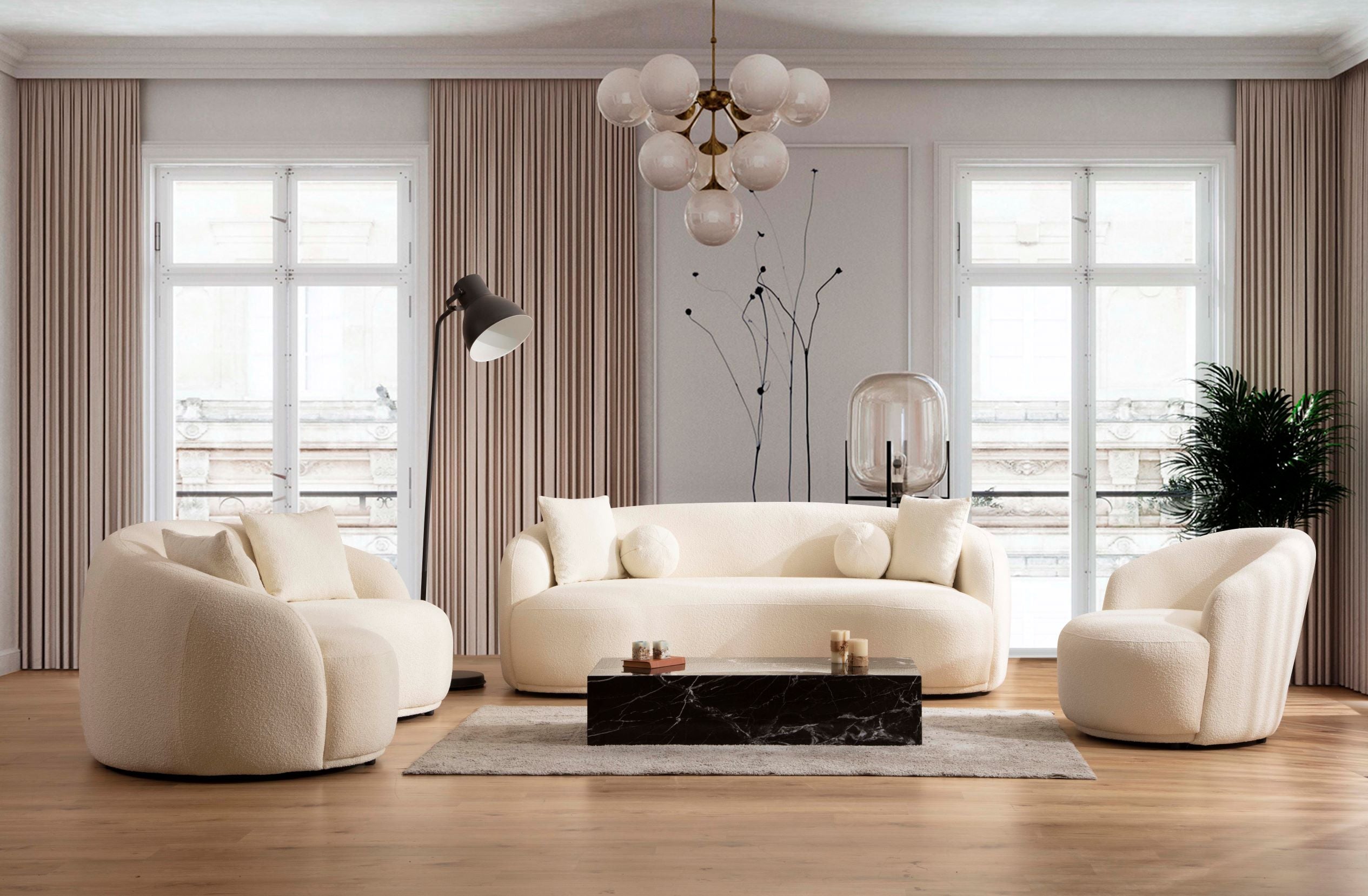 Bonita Ivory Boucle Sofa, view 4