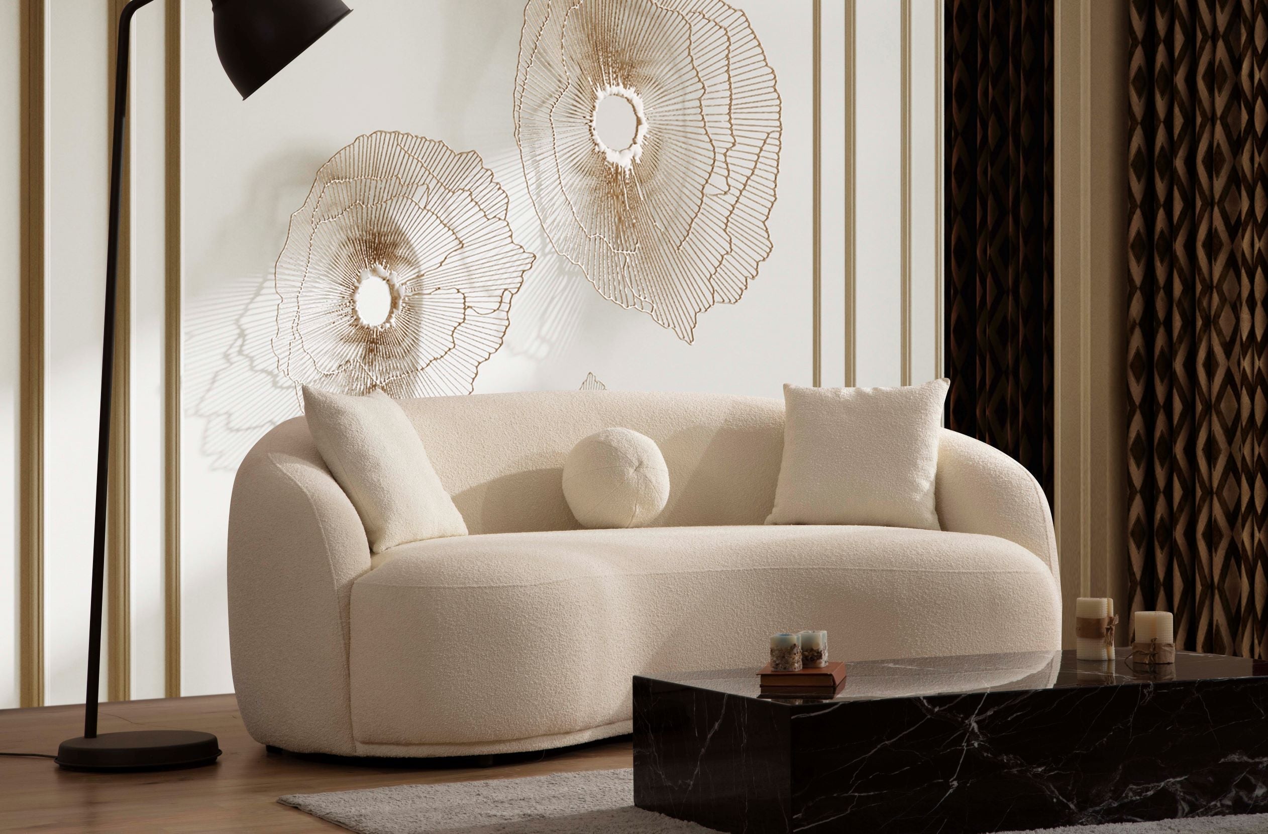 Bonita Ivory Boucle Loveseat, view 2