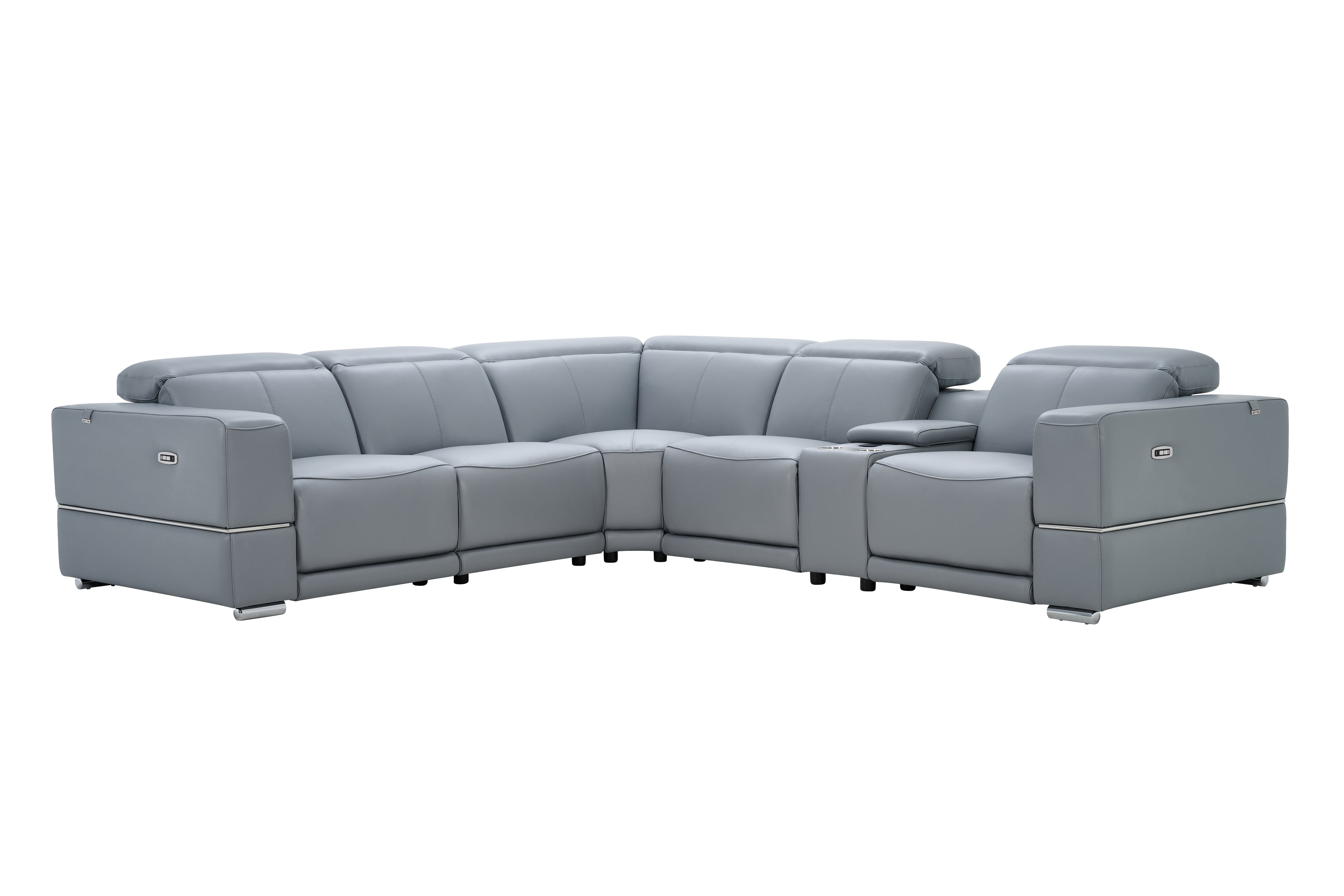 Franco II Light Blue Italian Leather Match Power Reclining Sectional, view 2