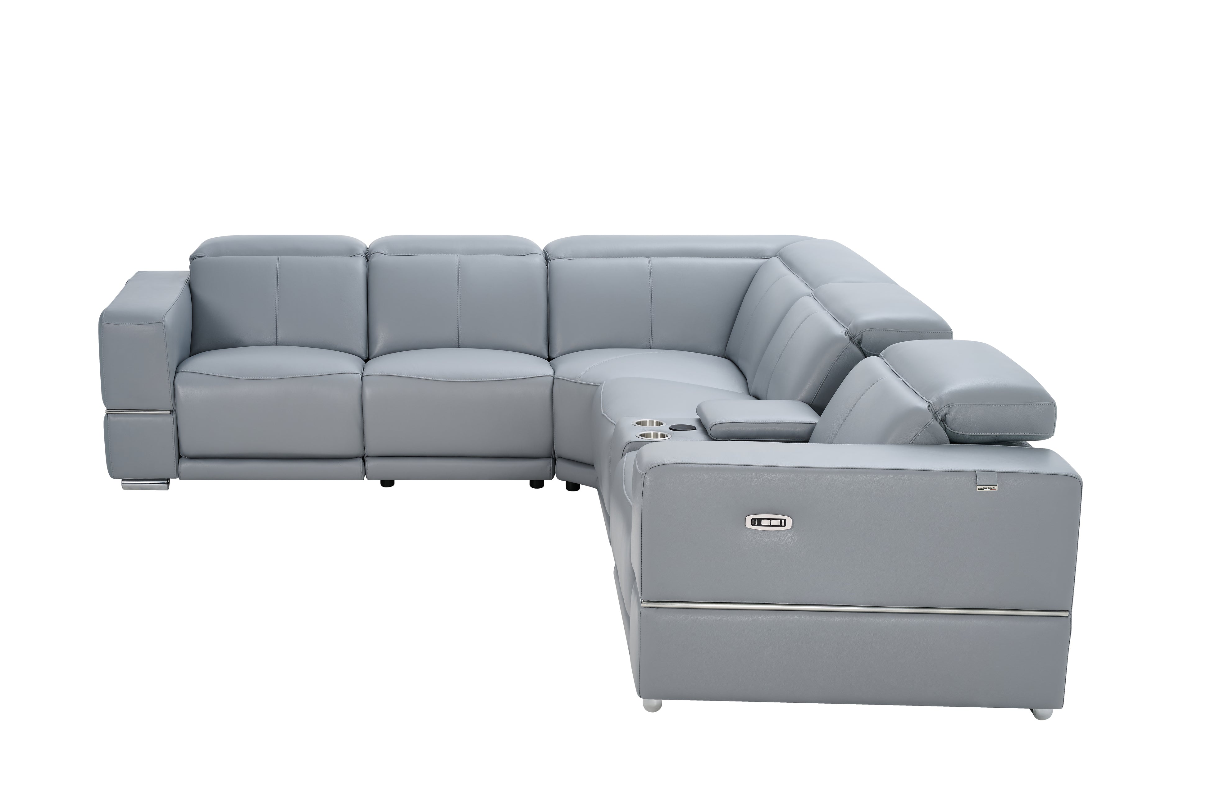 Franco II Light Blue Italian Leather Match Power Reclining Sectional, view 3