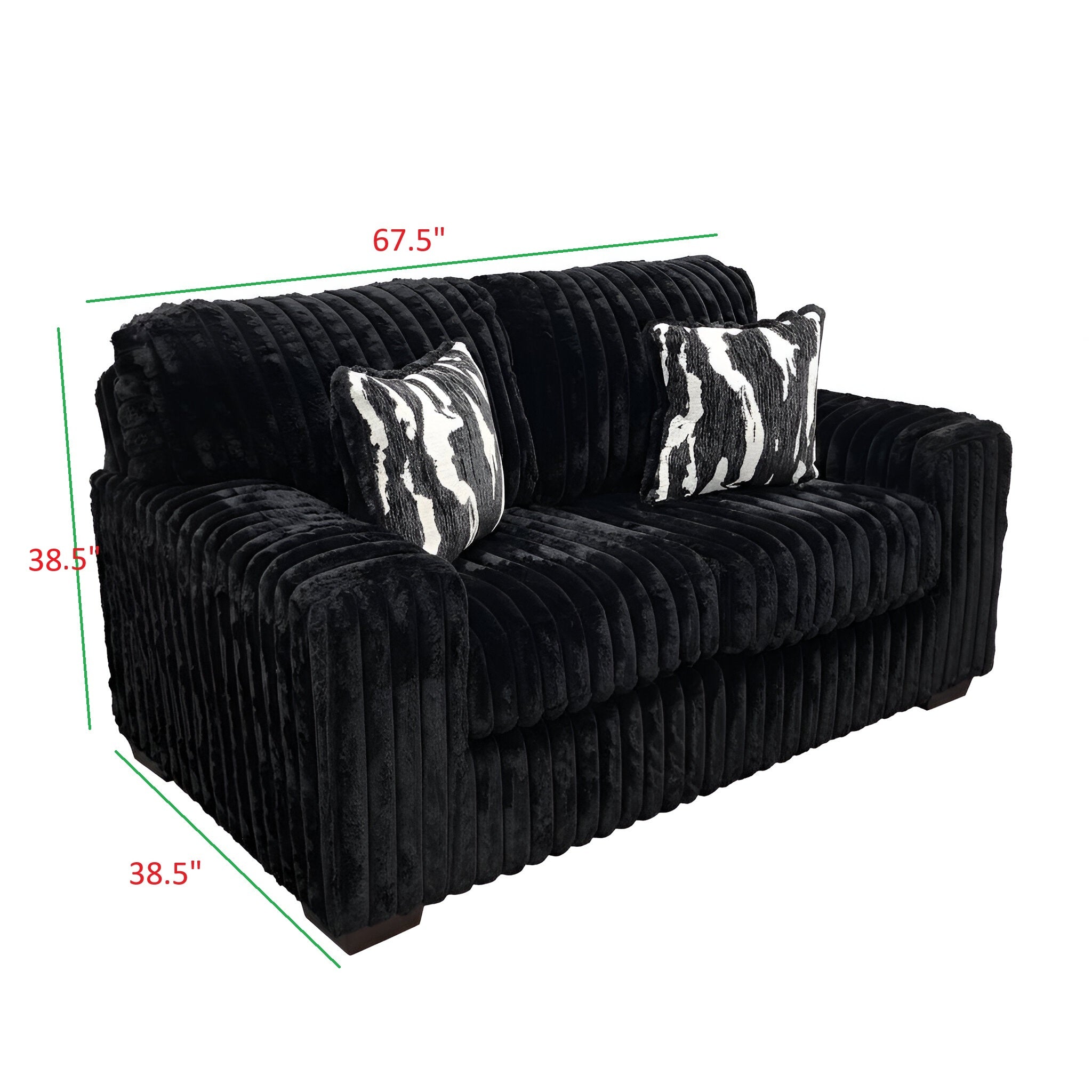 Austin Black Corduroy Sofa and Loveseat Set, view 6