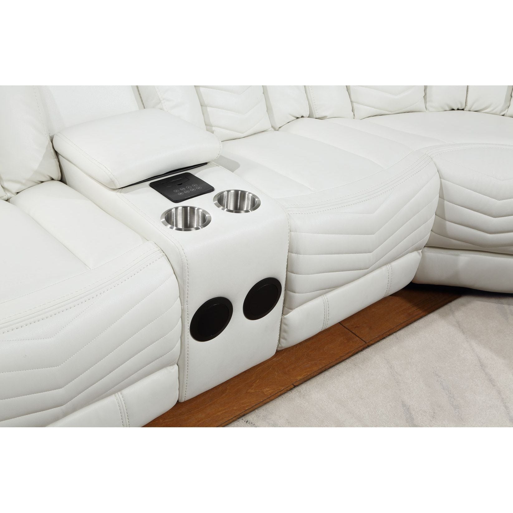 Lucky Charm White Reclining Sectional with LED Lights, view 2