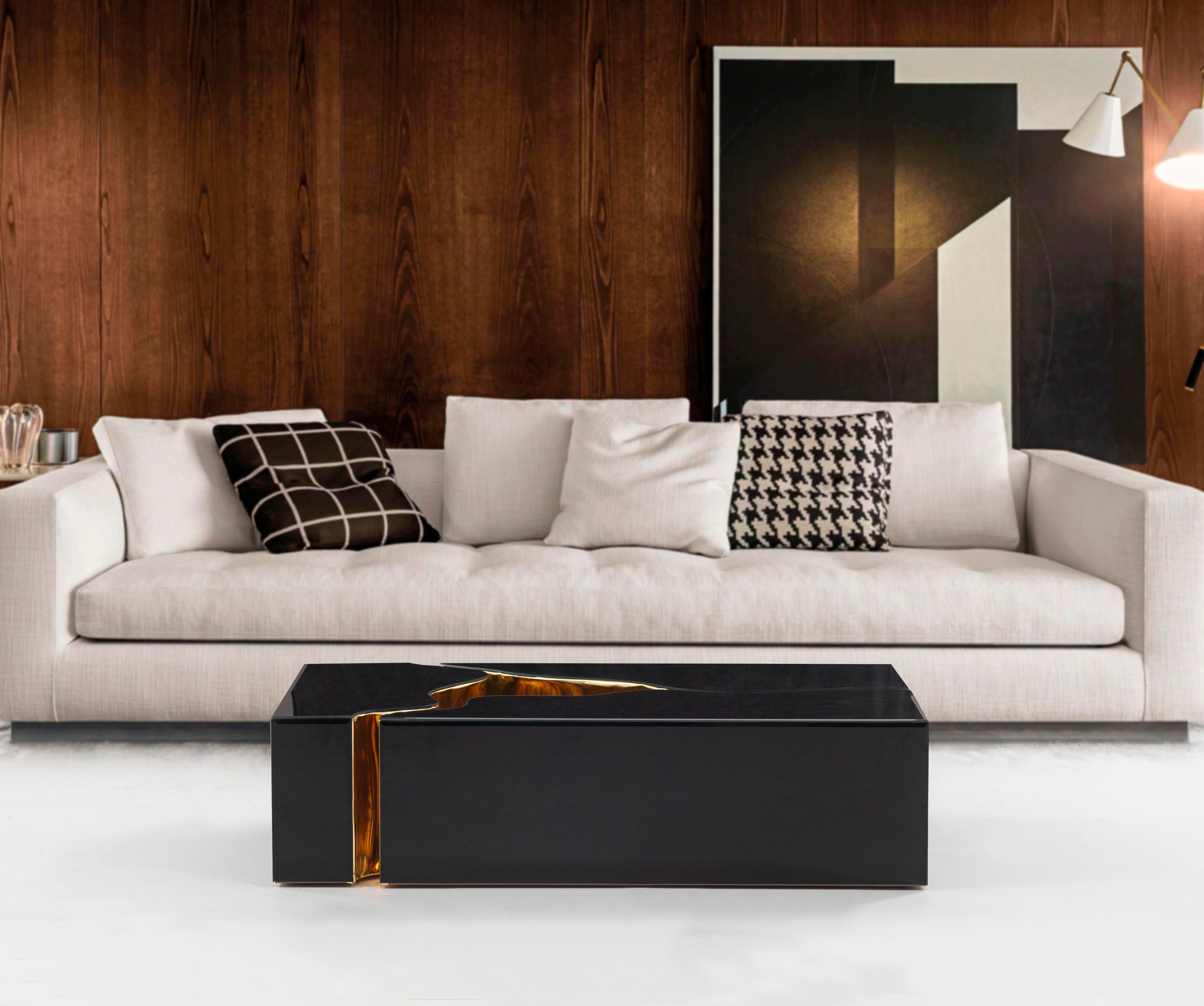 Dream Glass Black/Gold 3-Piece Coffee Table, view 3