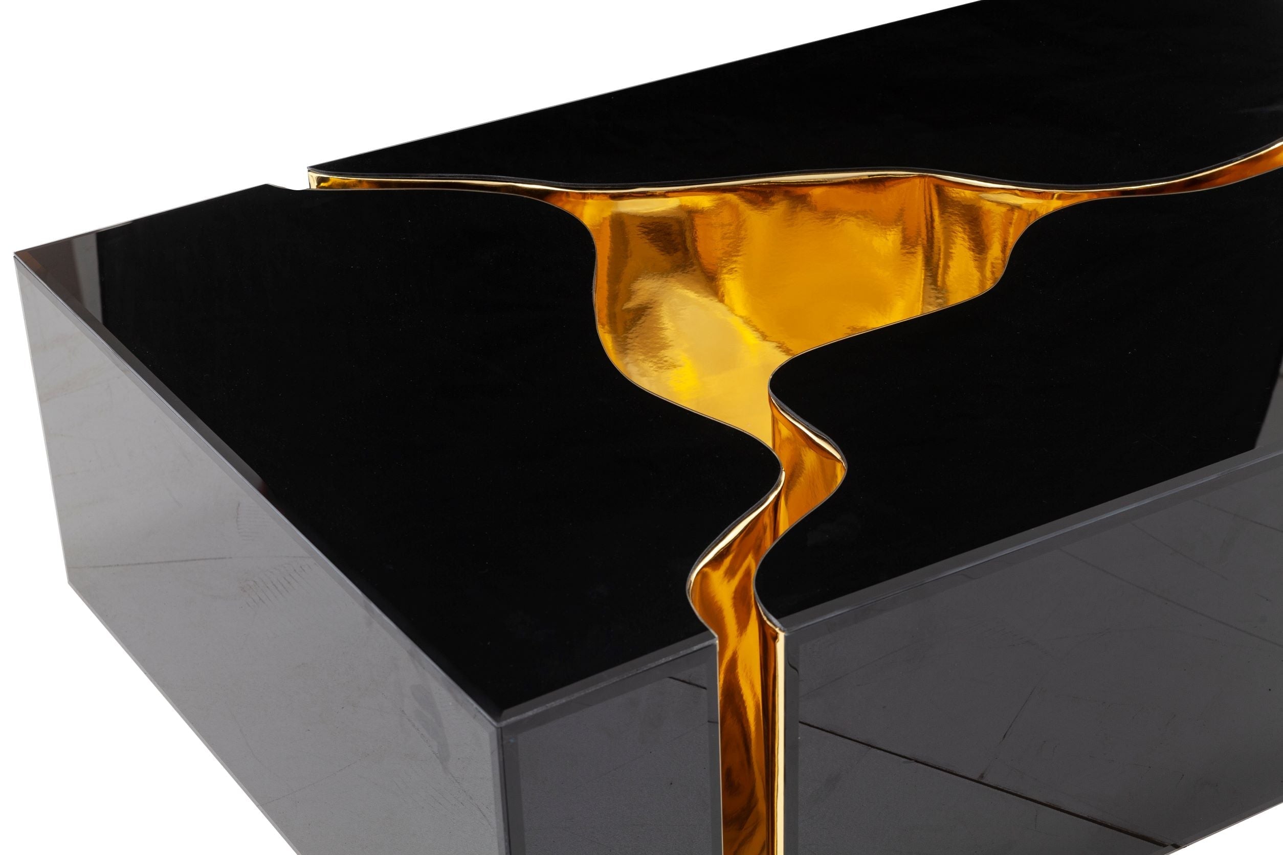Dream Glass Black/Gold 3-Piece Coffee Table, view 2