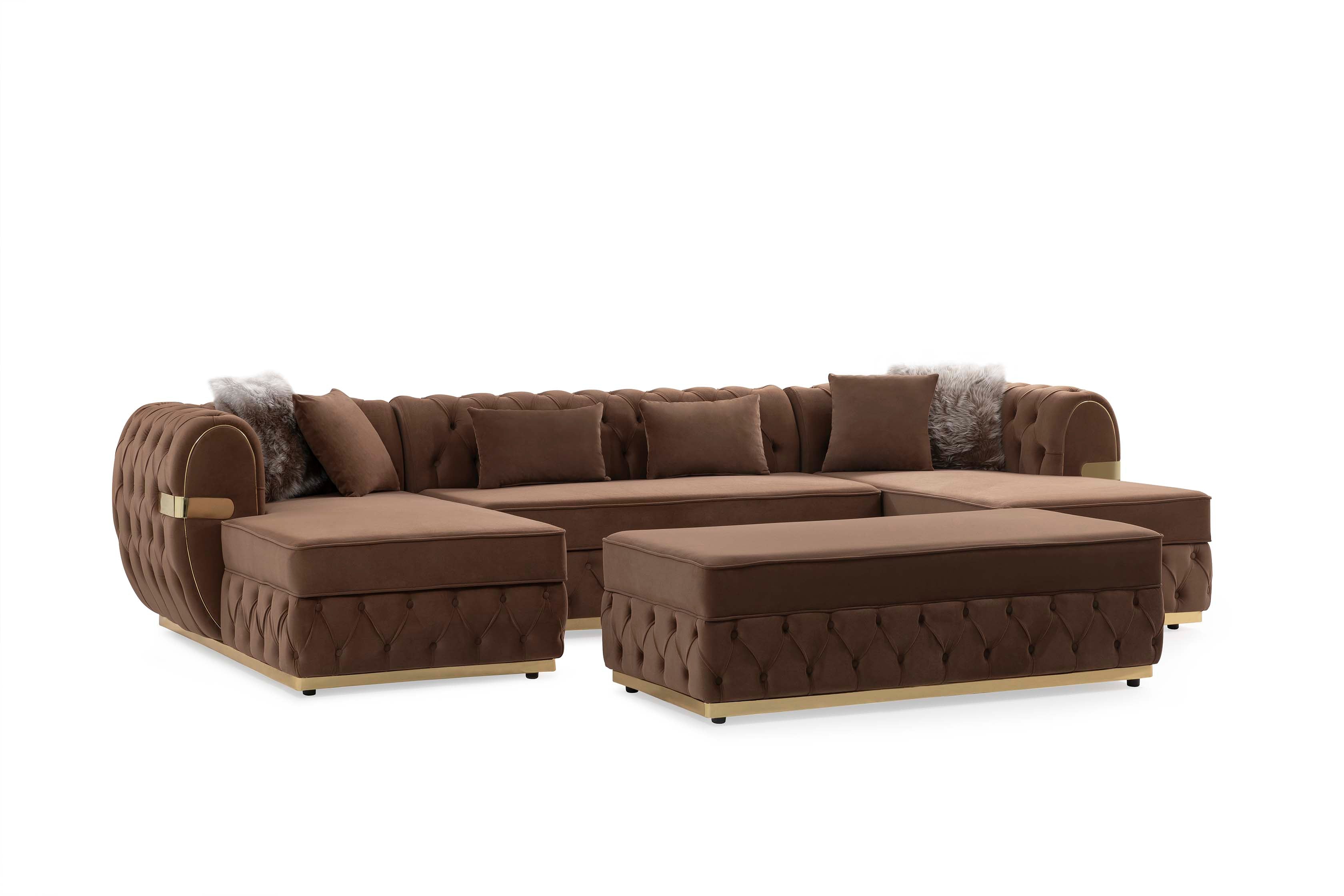Jester Mocha Velvet Rectangle Ottoman, view 2
