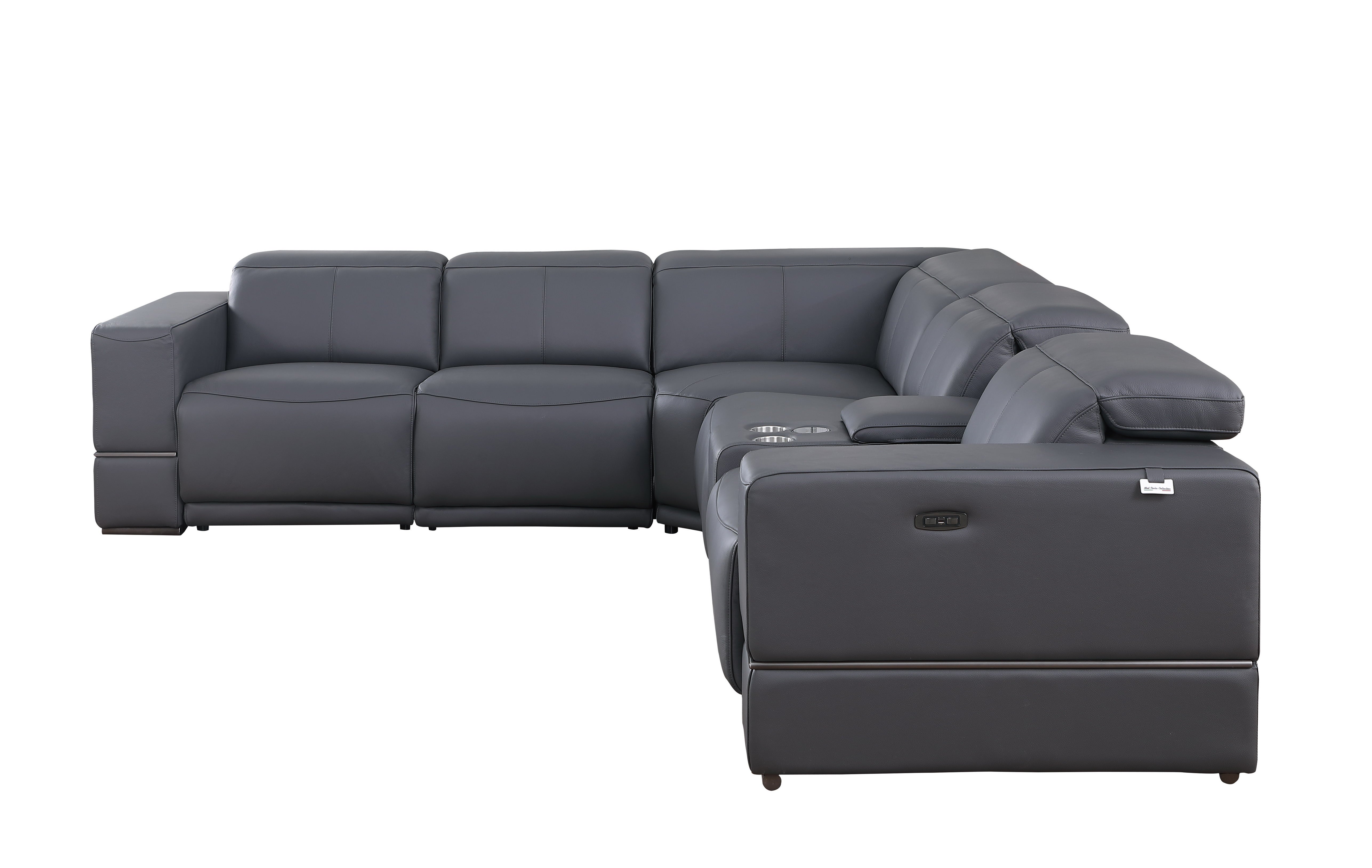Franco Dark Gray Italian Leather Match Power Reclining Sectional, view 9