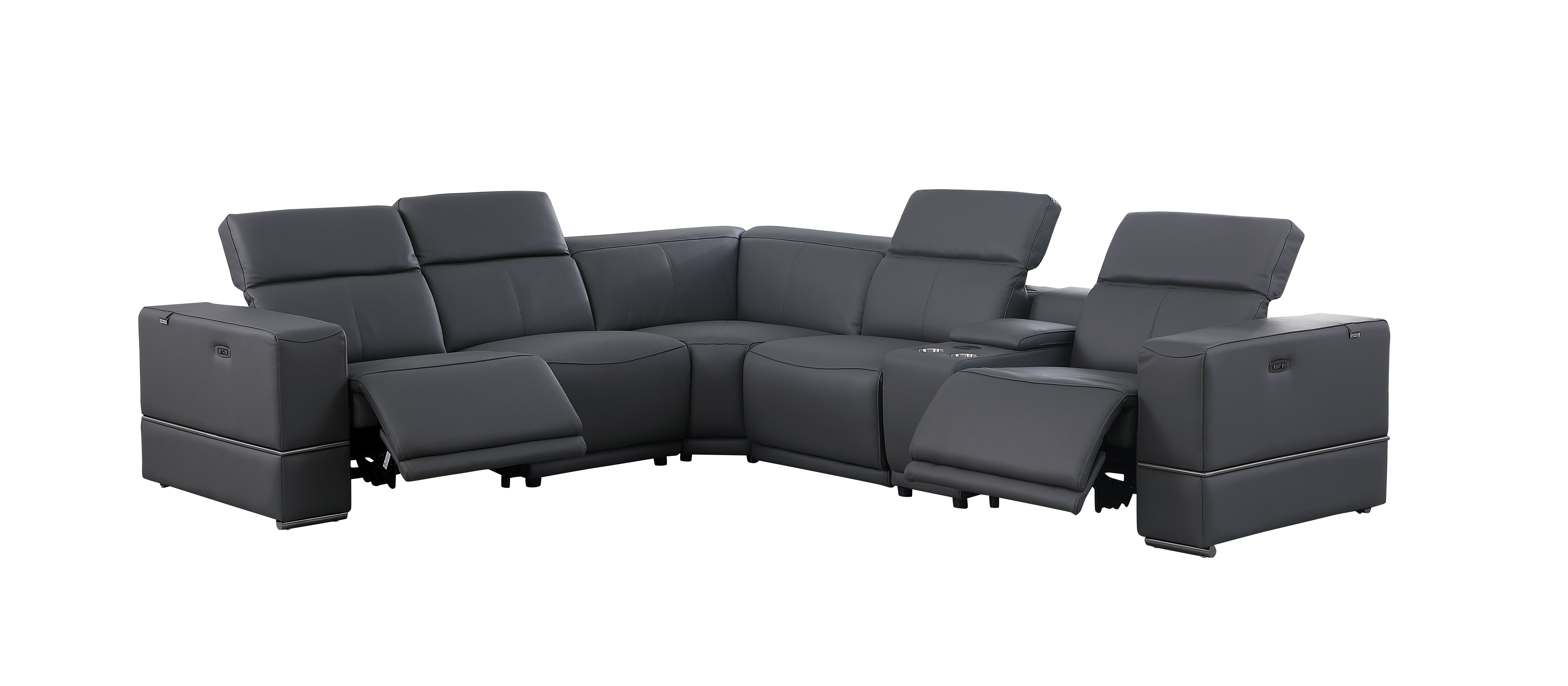 Franco Dark Gray Italian Leather Match Power Reclining Sectional, view 8