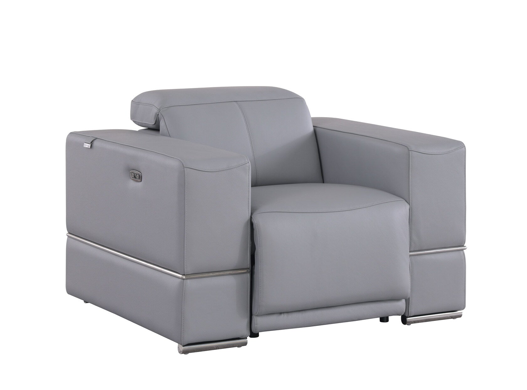 Franco Light Blue Italian Leather Match Power Reclining Set, view 4