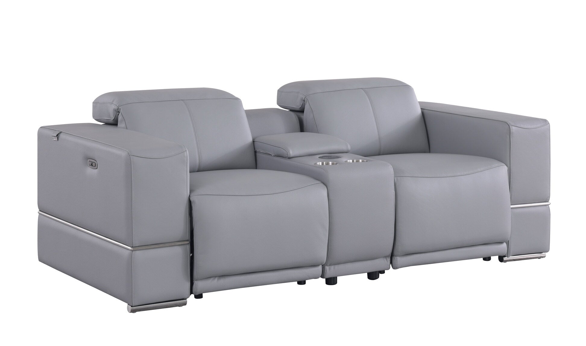 Franco Light Blue Italian Leather Match Power Reclining Set, view 5