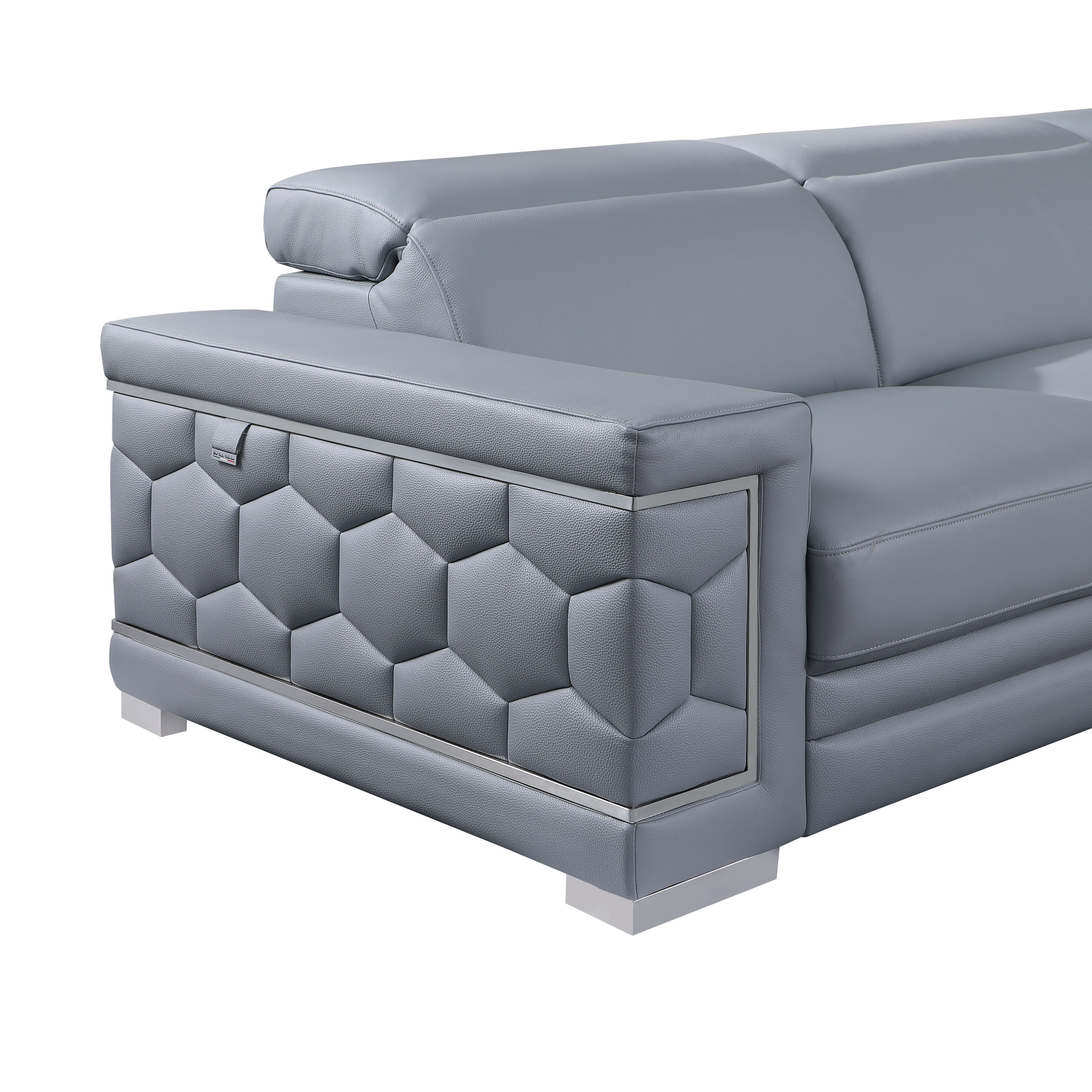 Favo Light Blue Italian Leather Match Sectional, view 5