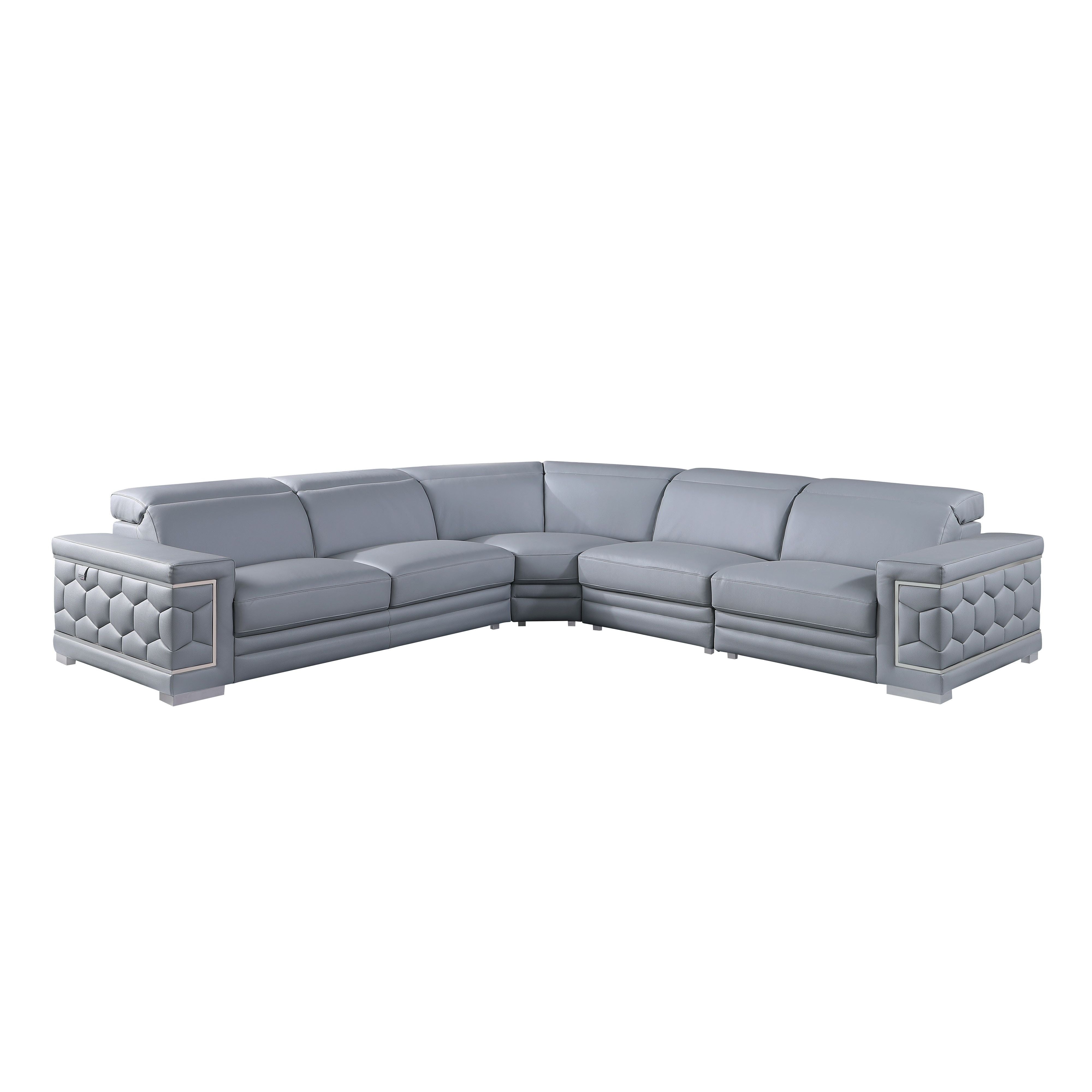 Favo Light Blue Italian Leather Match Sectional, view 3