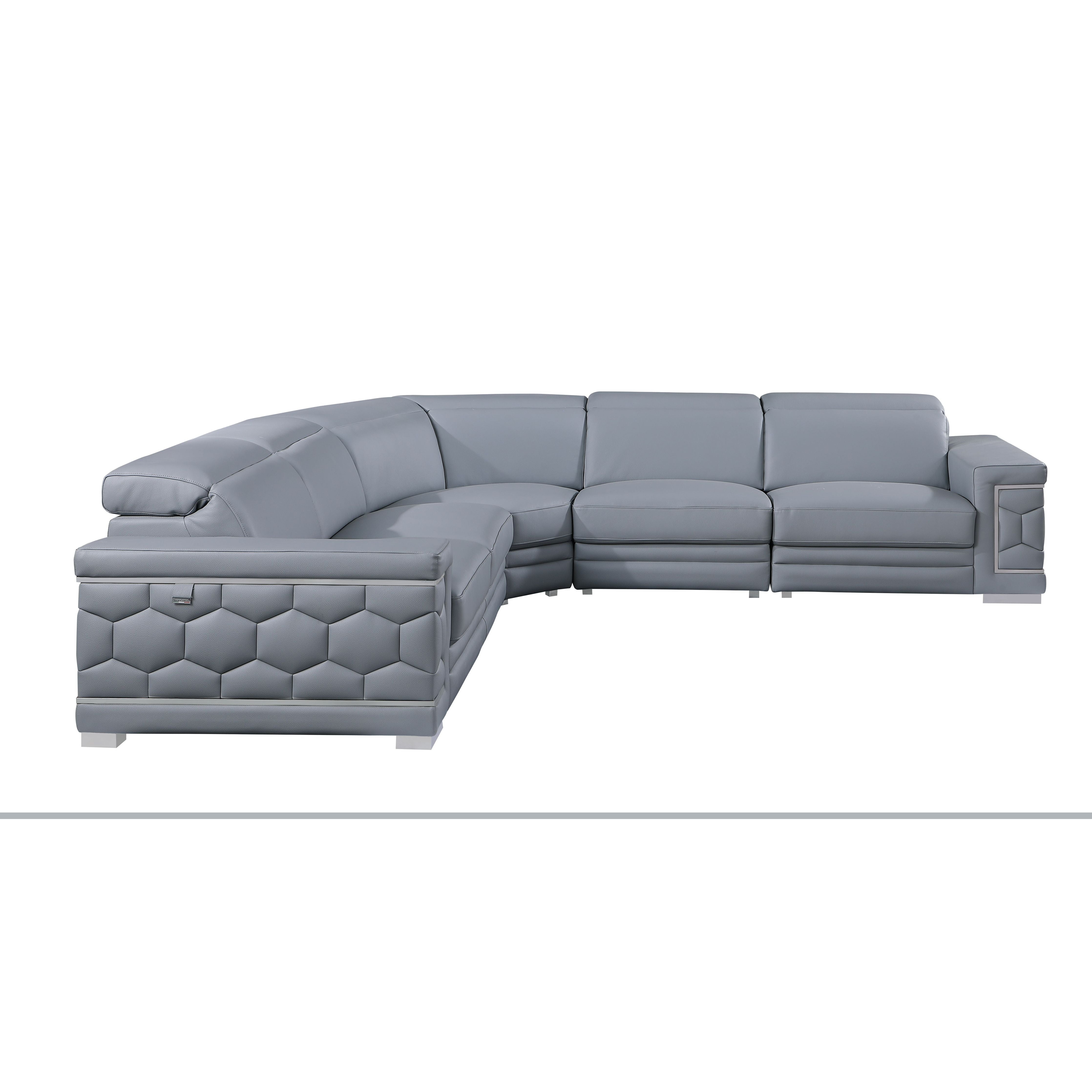Favo Light Blue Italian Leather Match Sectional, view 2