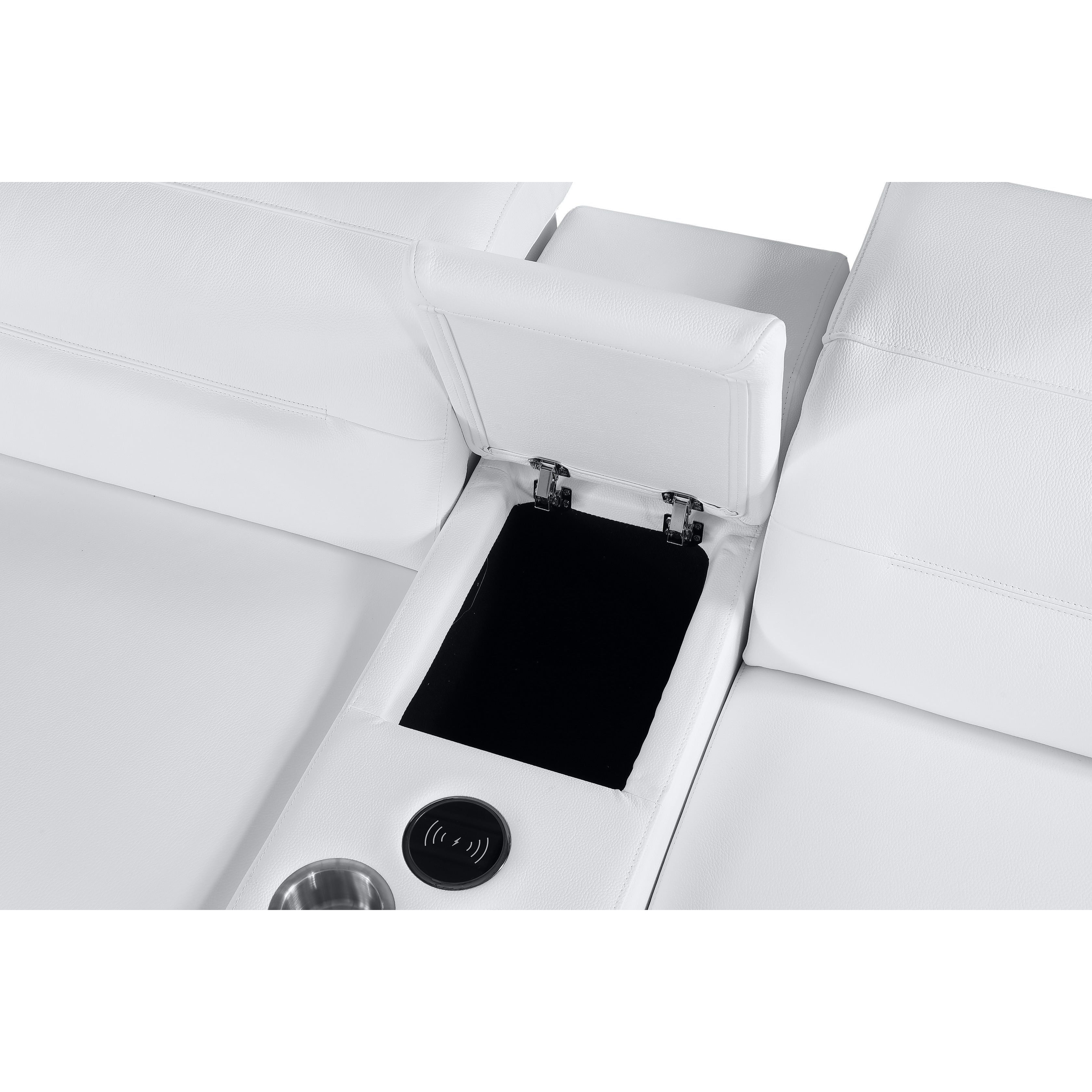 Nexus White 6-Piece Power Reclining Sectional with Console, view 7