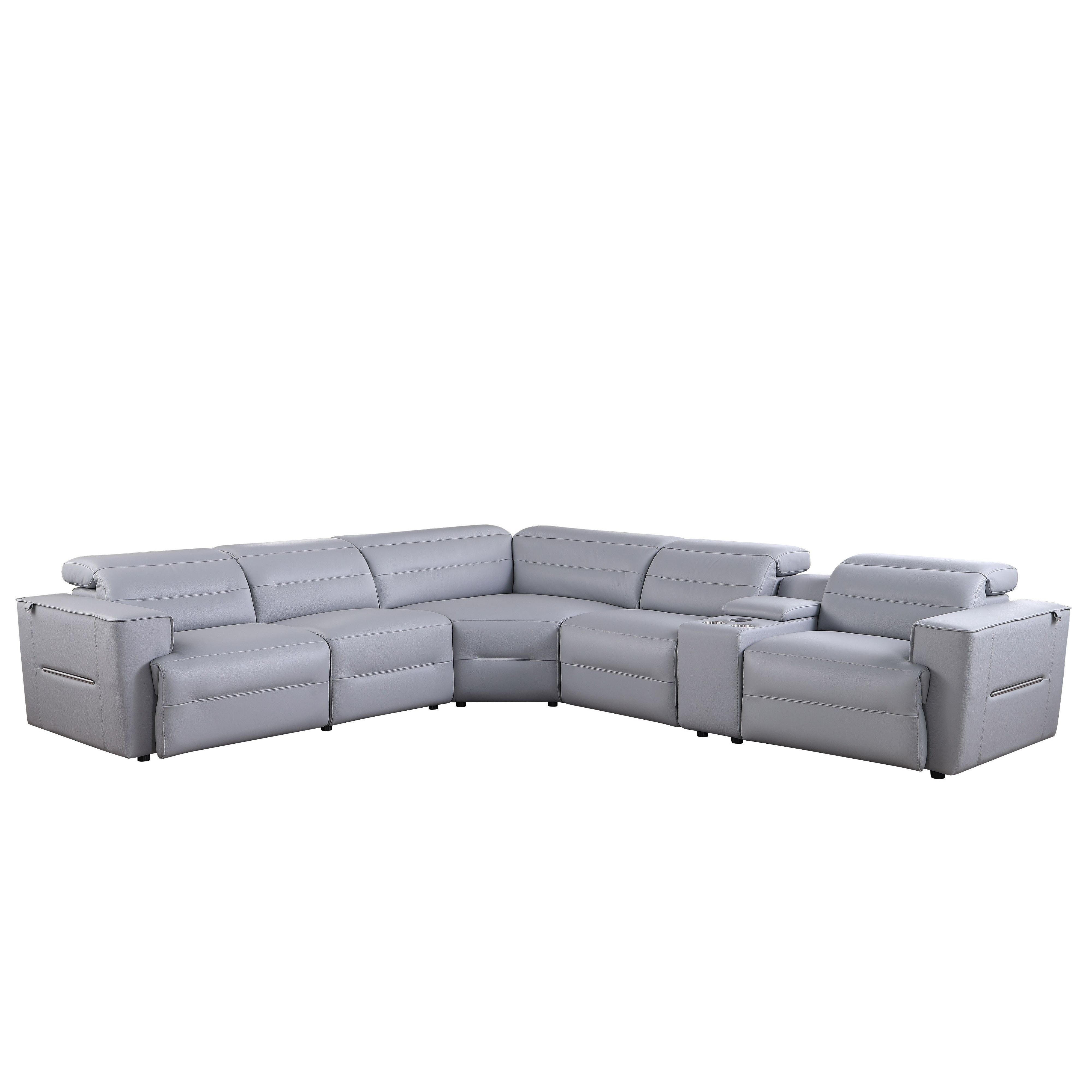 Nexus Light Blue 6-Piece Power Reclining Sectional with Console, view 2