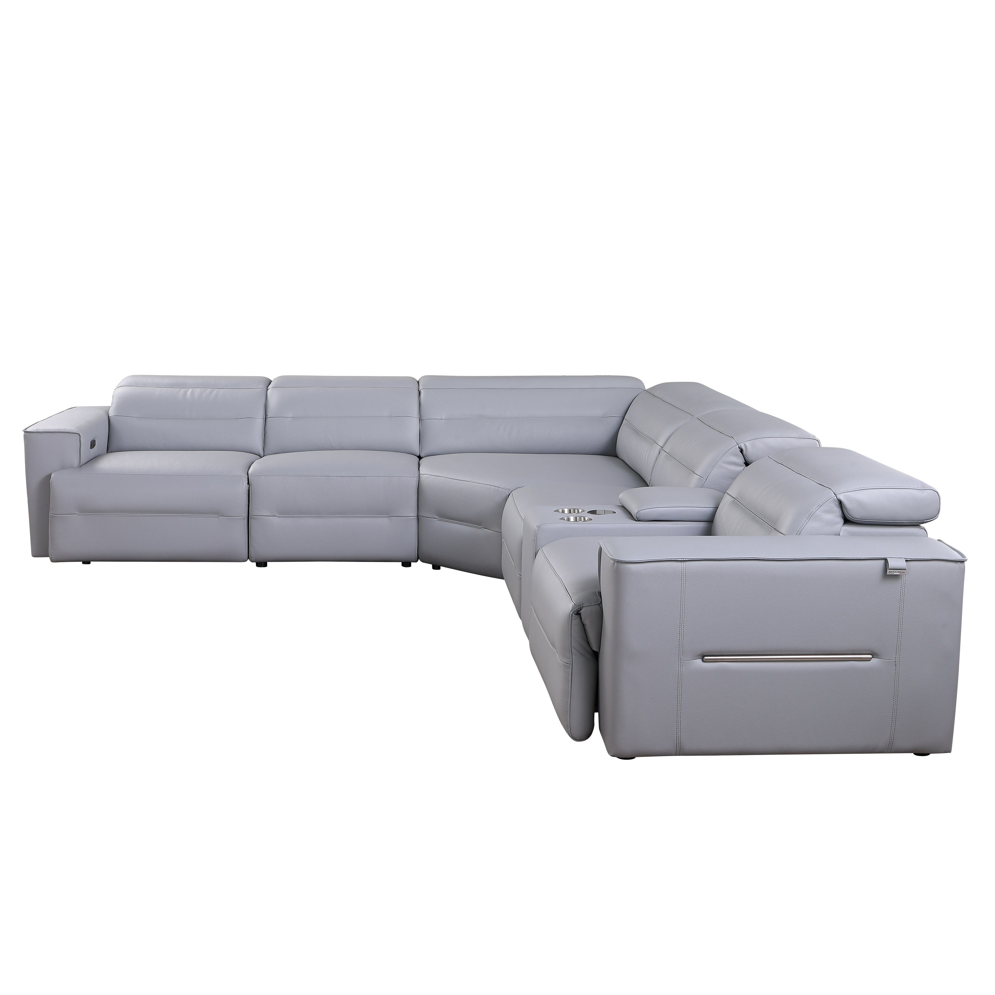 Nexus Light Blue 6-Piece Power Reclining Sectional with Console, view 3