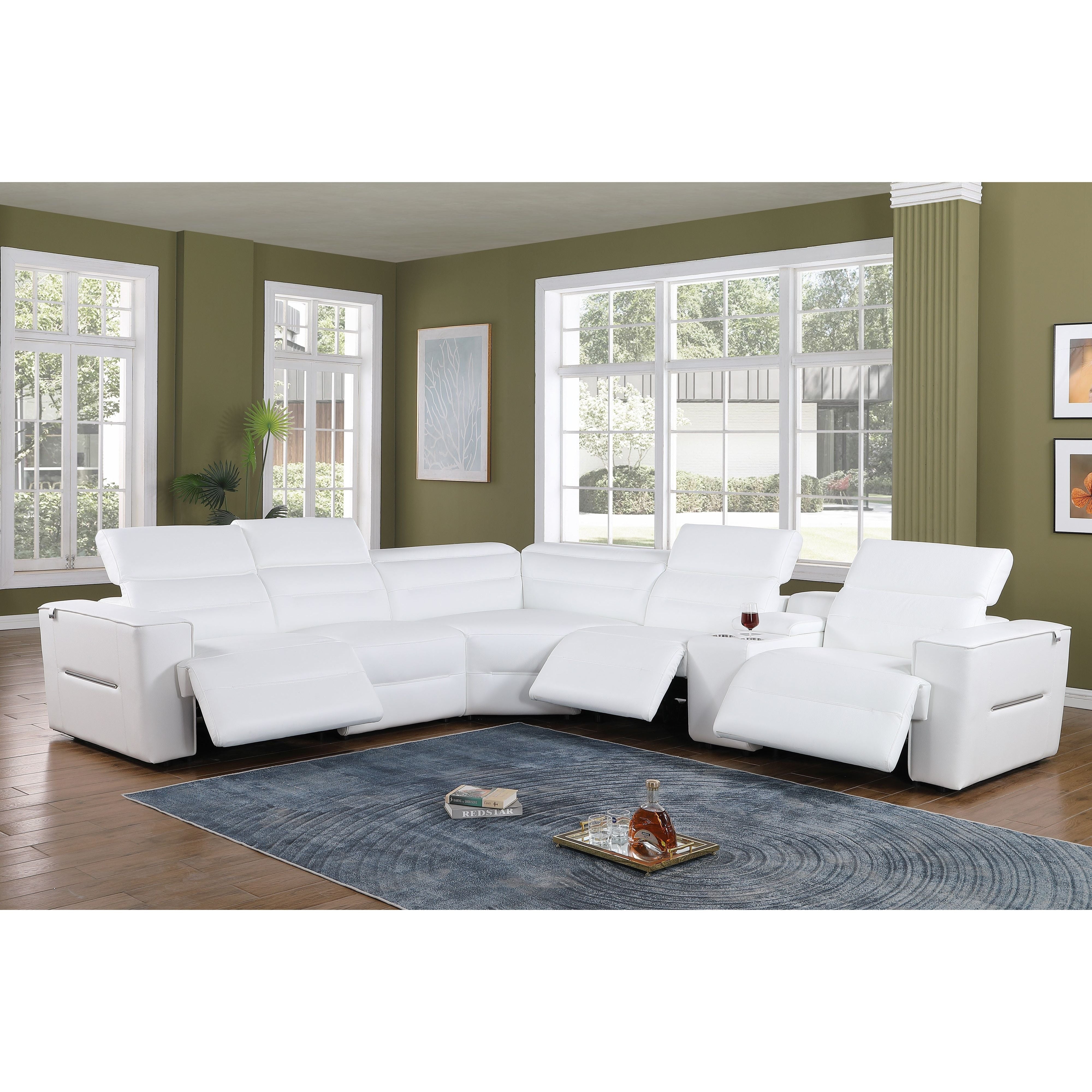 Nexus White 6-Piece Power Reclining Sectional with Console